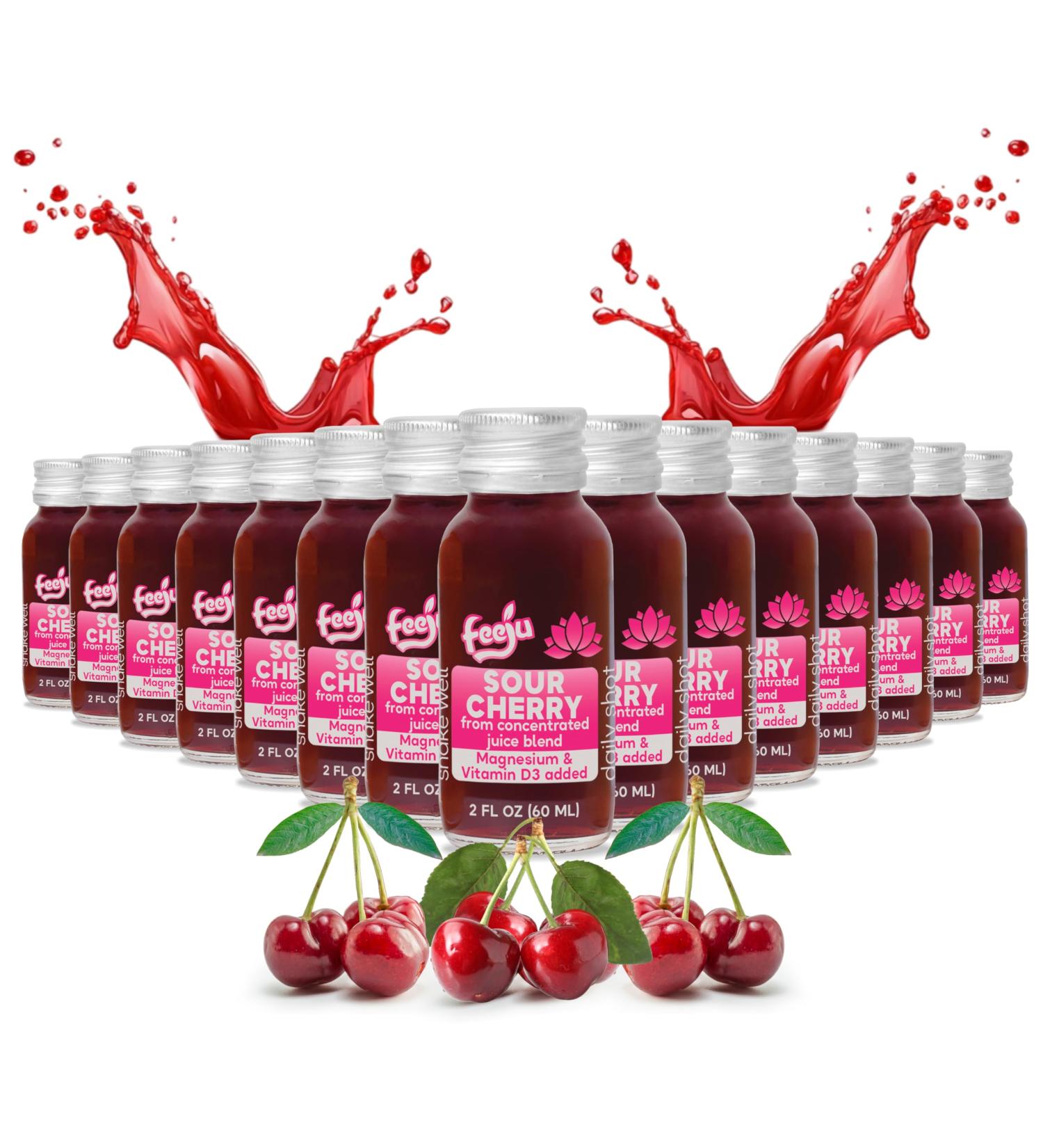 15pcs Sour Cherry Juice 2 fl oz Tart Flavor Immunity Shots with Magnesium & Vitamin D3 for Relaxation & Muscle Recovery Concentrated Daily Wellness Drink - Buy Online on GoSupps.com