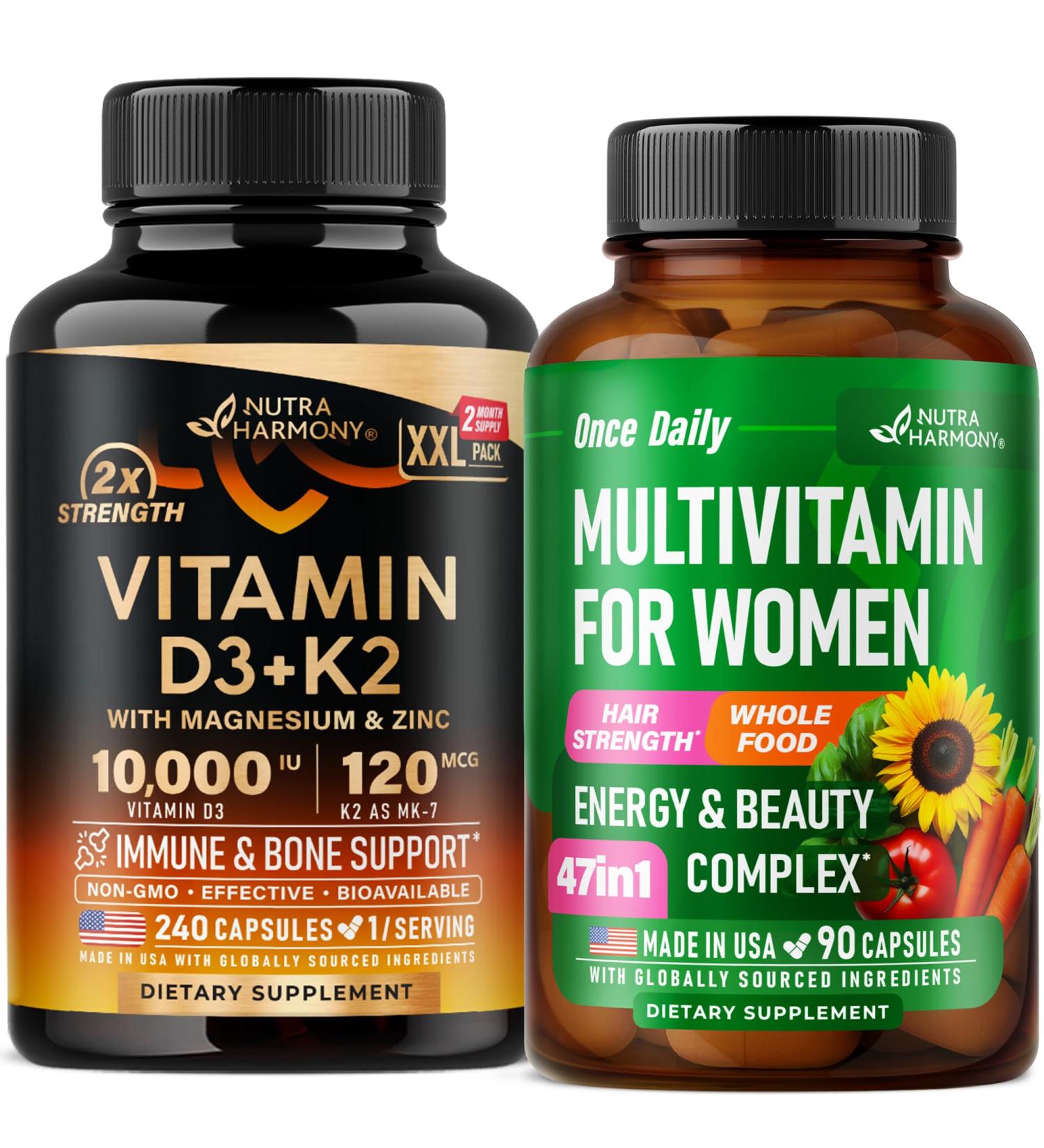 NUTRAHARMONY Vitamin D3 K2 & Multivitamins for Women Capsules