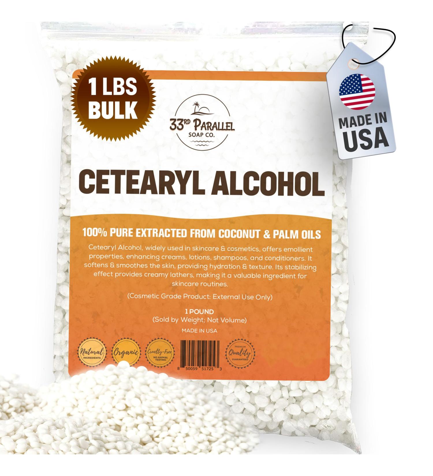 CETEARYL Alcohol (1 lbs / 16 oz) 100% Pure Extracted from Coconut & Palm Oils. Premium Granules Cetearyl Alcohol for Lotion Making, Creams, Scrubs, Shampoos, Conditioners, Moisturizers | 1 Pound - Buy Online on GoSupps.com