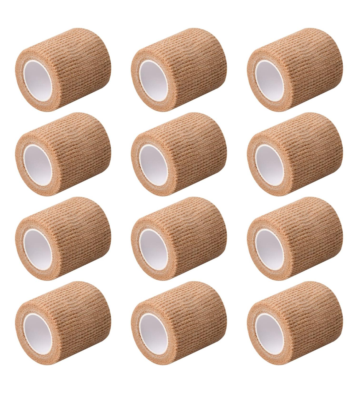 12 Rolls Elastic Cohesive Bandages 5 cm x 4.5 m Breathable Self Adhesive Bandage Non Woven Wrap Tape for Sports Knee Wrists Ankle Sprains Animal Pet Vet (Skin Color) - Buy Online on GoSupps.com