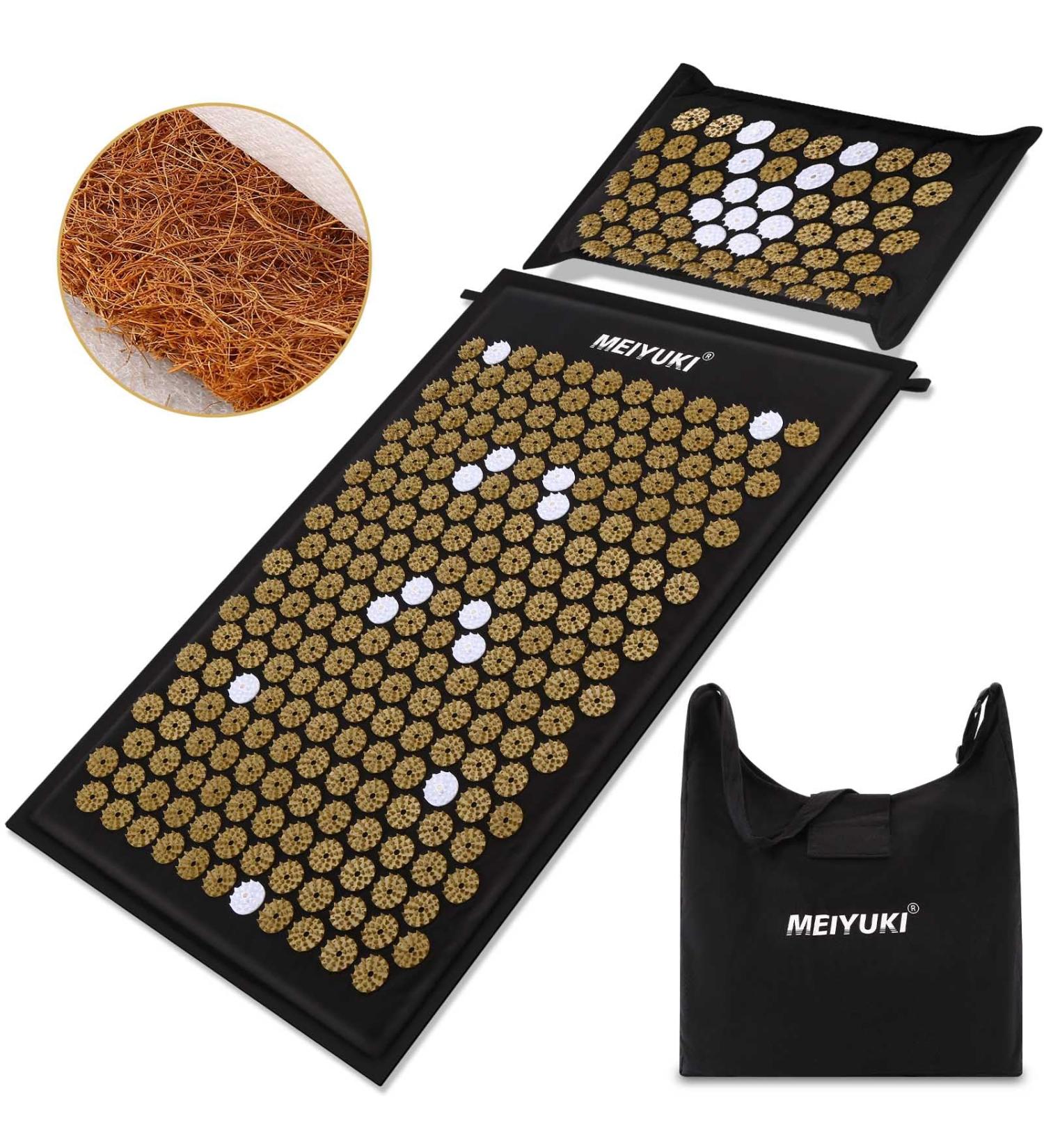 Meiyuki Acupressure Mat & Pillow Set | Relieve Back Pain & Boost Circulation | Magnetic Acupressure Mat with Carrying Bag - Shop Internationally! - Buy Online on GoSupps.com