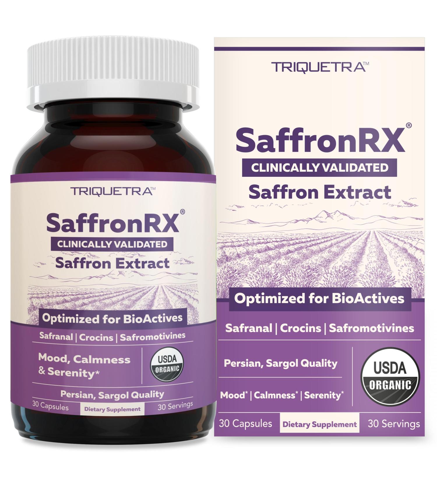 Organic Saffron Extract: Optimized Extract with Safromotivines Safranal and Crocins Clinically Studied | Premium Persian Sargol Quality | Supports Mood Calmness and Relaxation 30 Servings - Buy Online on GoSupps.com