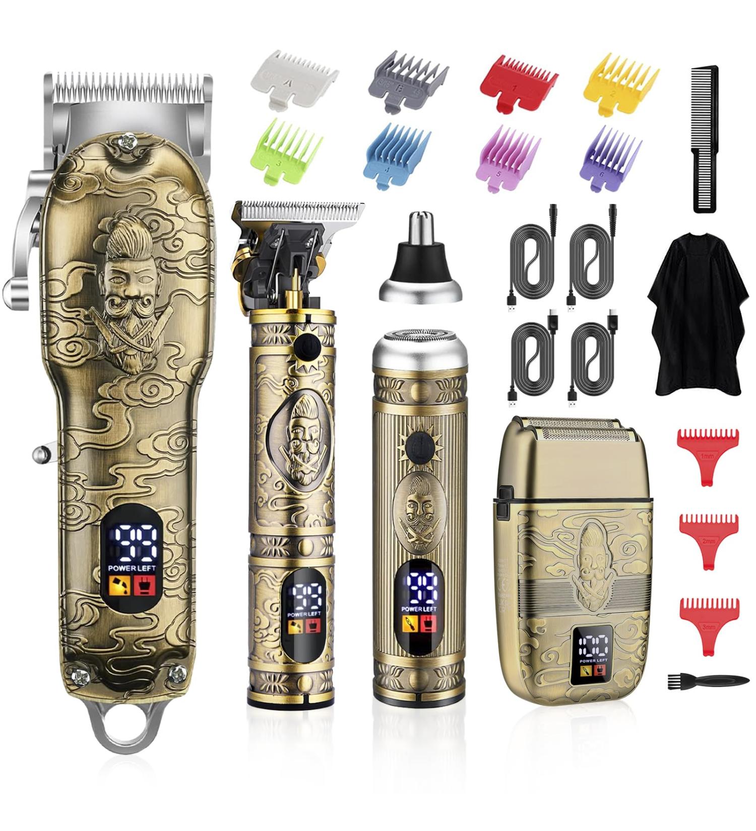 Soonsell Hair Clippers for Men - T-Blade Trimmer & Nose Hair Trimmer Set | Professional Hair Cutting & Shaving with LCD Display - Bronze 2023d - Buy Online on GoSupps.com