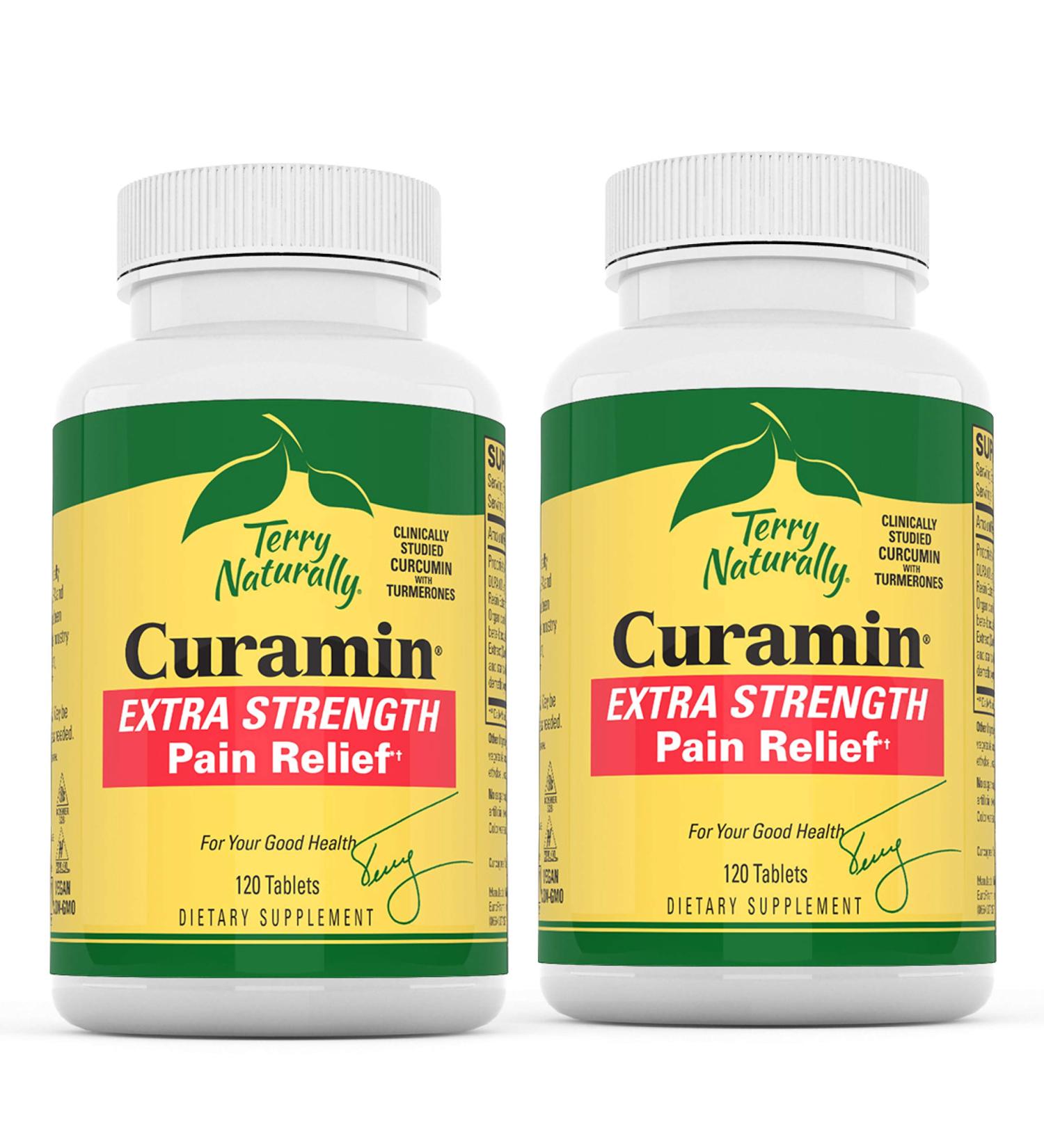 Terry Naturally Curamin Extra Strength (2 Pack) - 120 Vegan Tablets - Natural Pain Relief with Curcumin & Boswellia - Buy Online on GoSupps.com