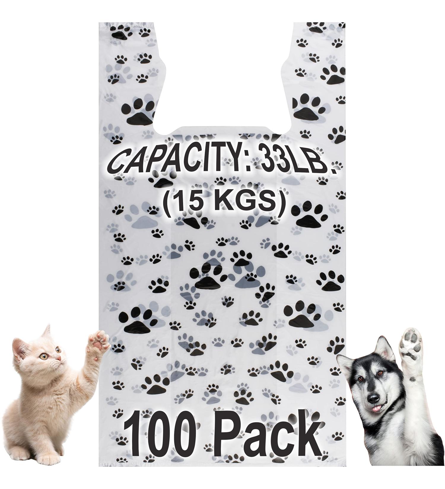 Paw Print Thank You Bags - 100 Pack - Cat or Dog Design T-Shirt Bags - Buy Online on GoSupps.com
