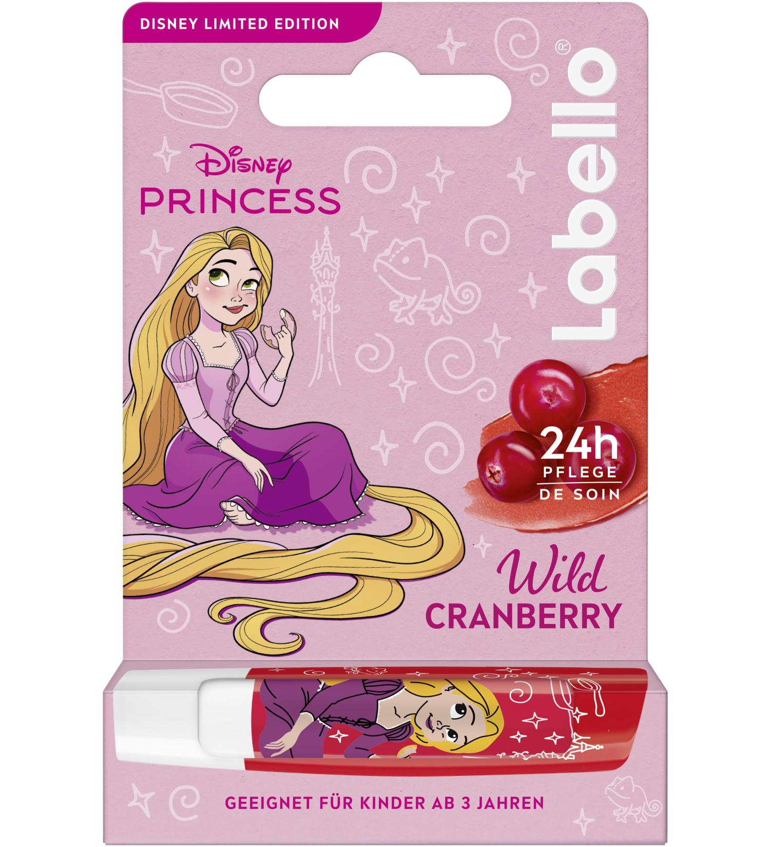 Labello Labello Wild Cranberry Limited Disney Princess Edition Lip Balm Fruity Flavoured Lip Balm Nourishing Lip Balm for Kids Ages 3+ (4.8g)