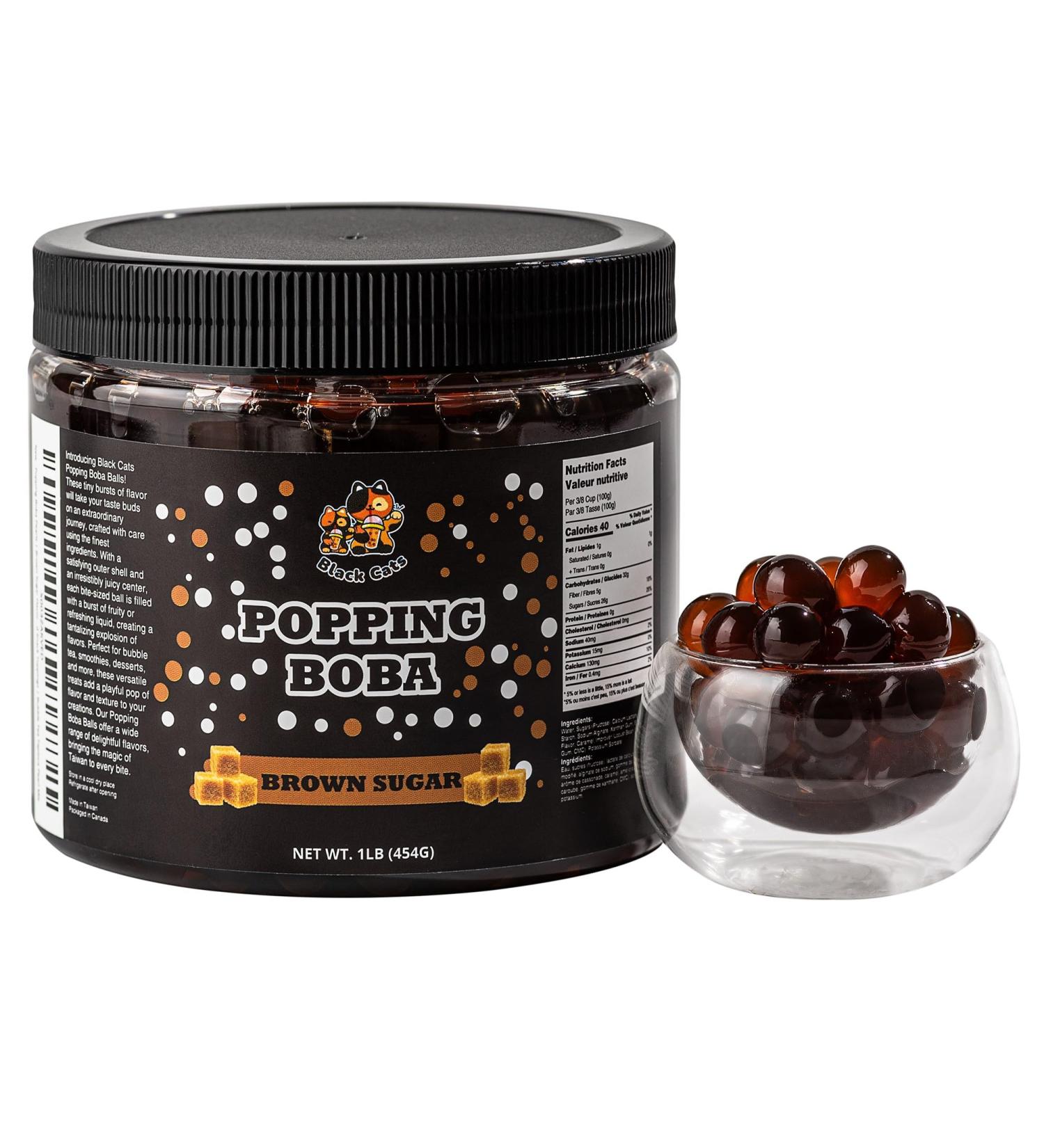 Popping Boba Pearls | 1LB (454g) | Bursting Tea Balls for Drinks Desserts Smoothies and Snack Toppings | Bubble Tea Tapioca Pearls Mix Kit (Brown Sugar) - Buy Online on GoSupps.com