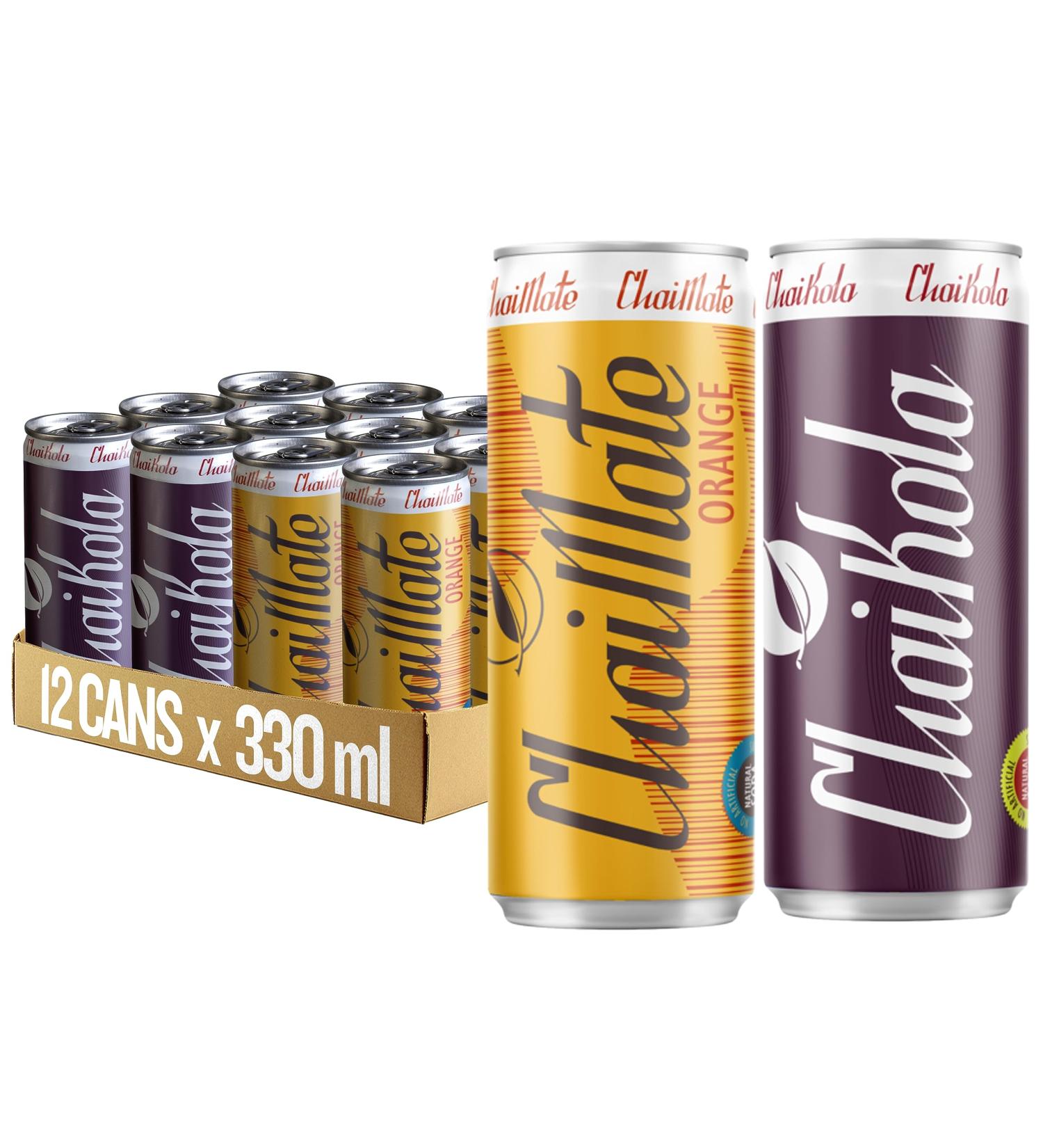 ChaiMate + ChaiKola Natural Cola Nuts Yerba Mate Tea Energy Drink Plant Based Soda Pack 12 x 330ml cans (Mix Flavours) - Buy Online on GoSupps.com