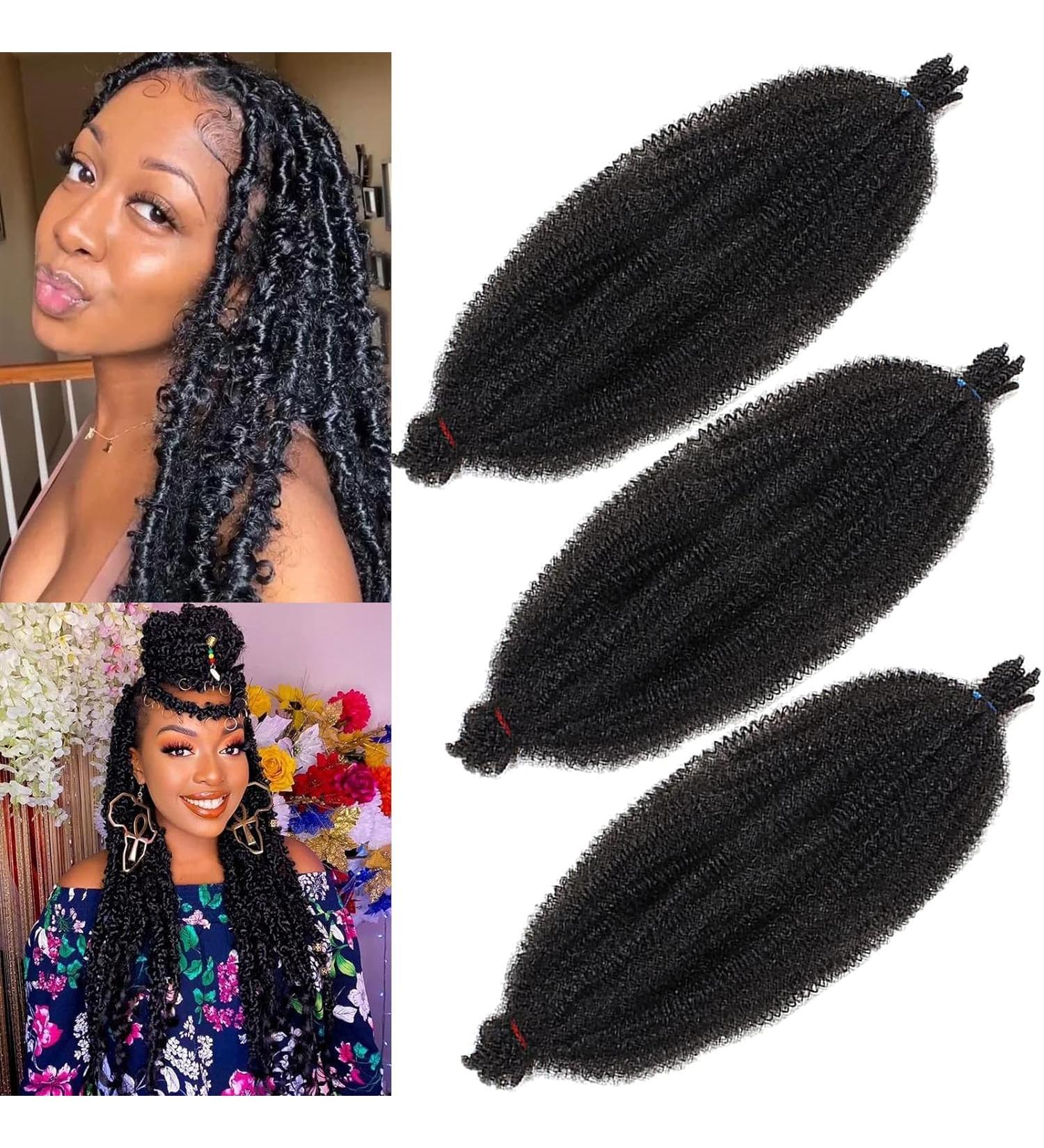 Xtrend 3 Packs 16 Inch Soft Springy Afro Twist Hair Pre-Separated Spring Twist Hair for Faux Locs Natural Black Marley Twist Crochet Braiding Hair Synthetic Hair Extensions for Black Women 1B# 16 Inch (Pack of 3) 1B# - Buy Online on GoSupps.com