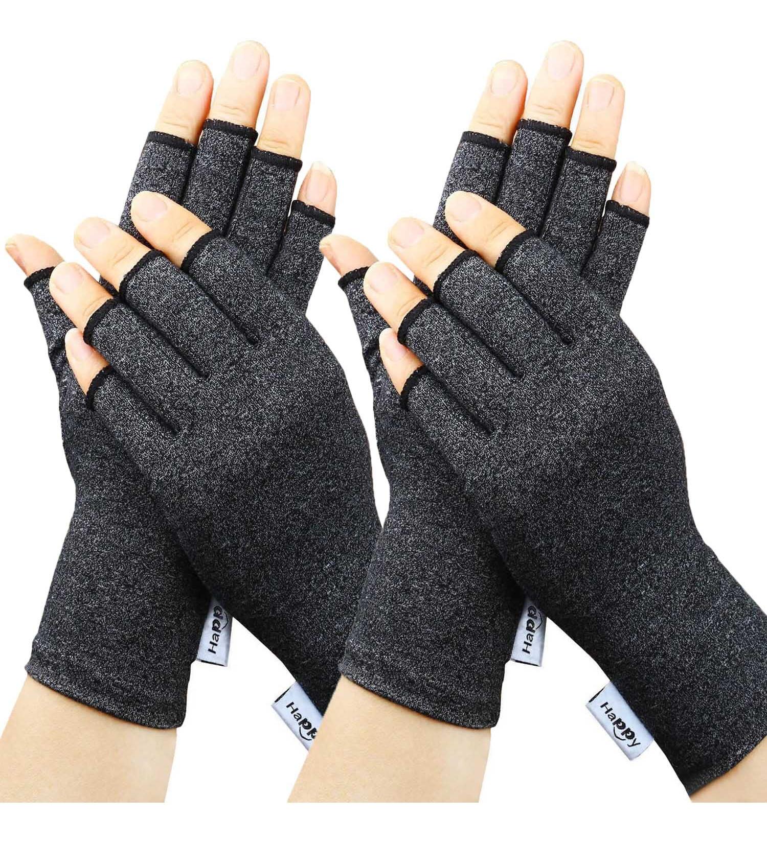 Arthritis Compression Gloves for Women - Medium 4-Pack | Joint Pain Relief & Carpal Tunnel Support | Fingerless Gloves for Rheumatoid & Osteoarthritis - Black - Buy Online on GoSupps.com