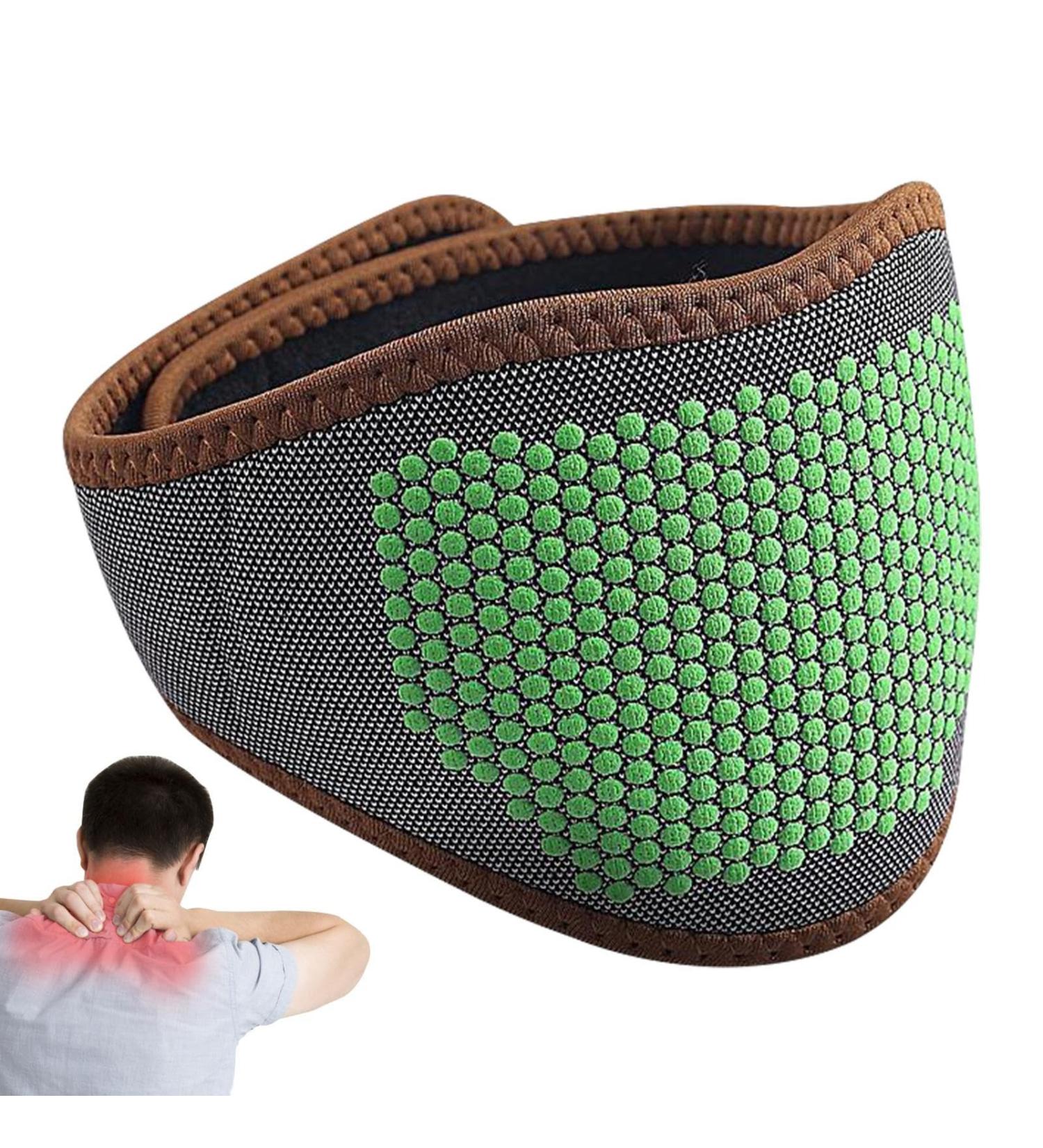 Heated Neck Bracket | Adjustable Magnetic Fleece Neck Warmer for Pain Relief | Black-Green Dot - Buy Online on GoSupps.com