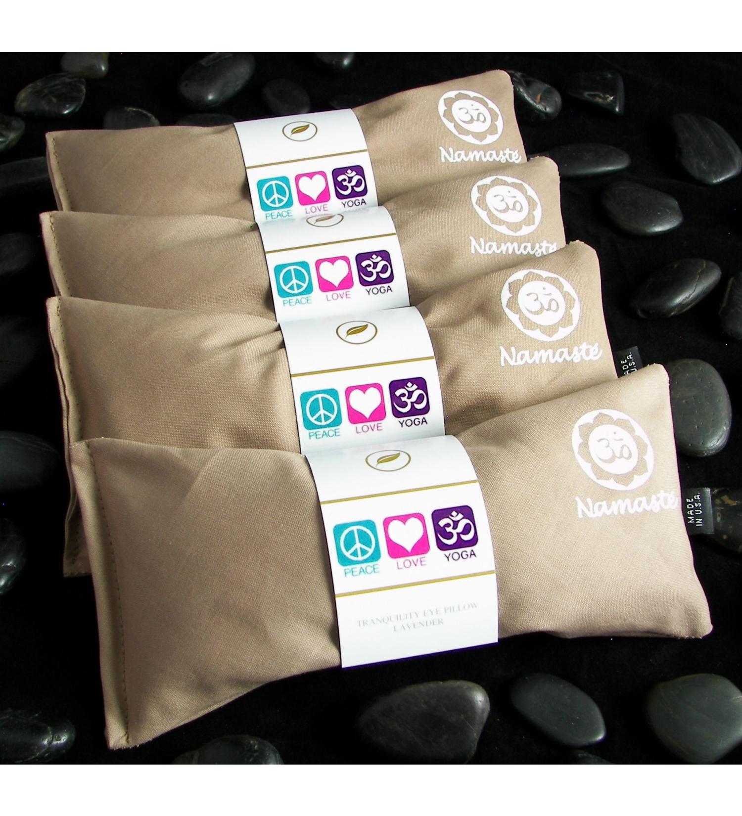 Happy Wraps Namaste Lavender Yoga Eye Pillows - Set of 4 for Stress Relief and Relaxation - Aromatherapy for Meditation and Spa - Tan Cotton Fabric - Buy Online on GoSupps.com