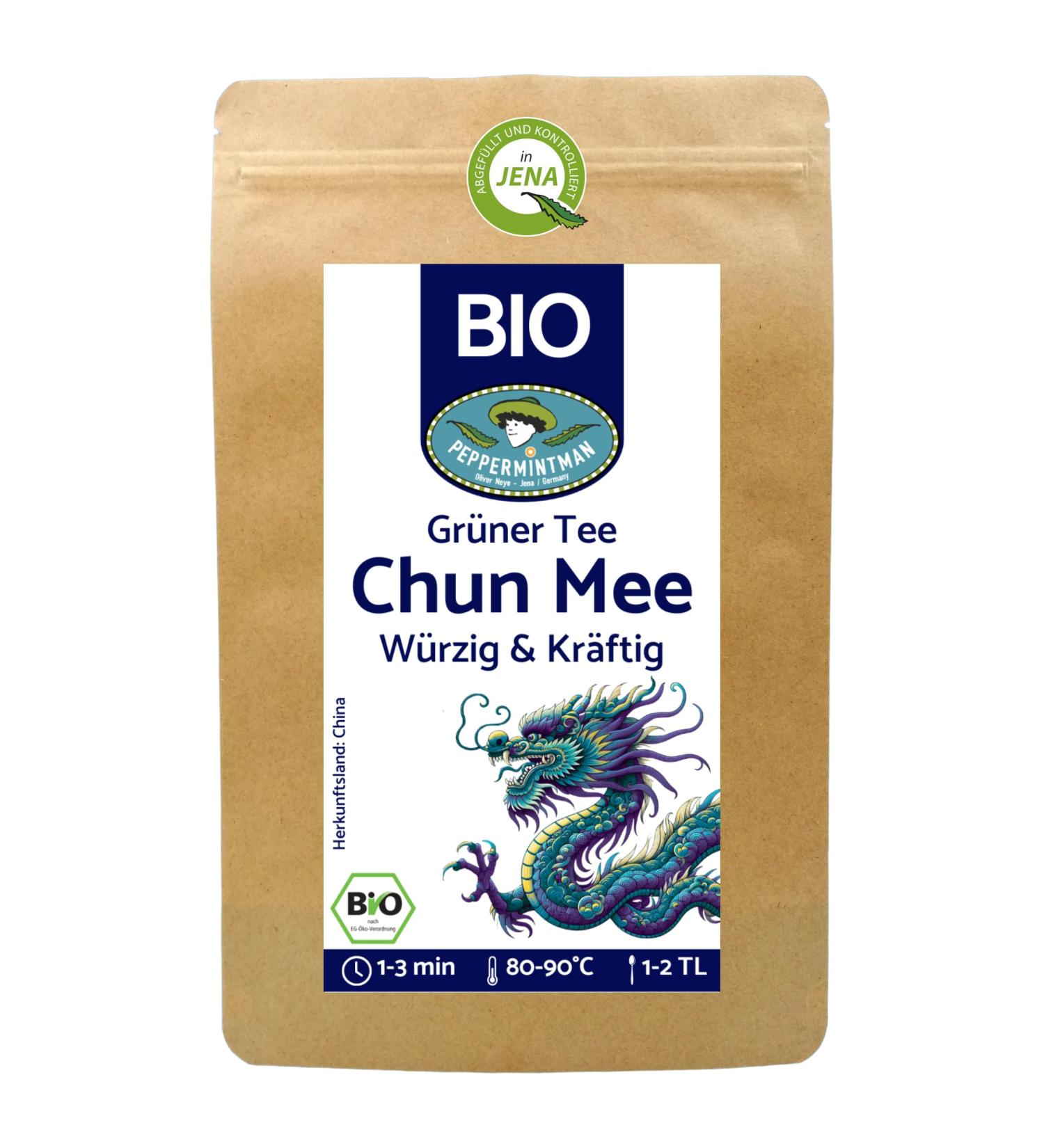  PEPPERMINTMAN Organic Chun Mee 1 kg Green tea a classic sweet tangy and light sourced from the traditional "golden triangle" of a Chinese family business - PEPPERMINTMAN - Buy Online on GoSupps.com