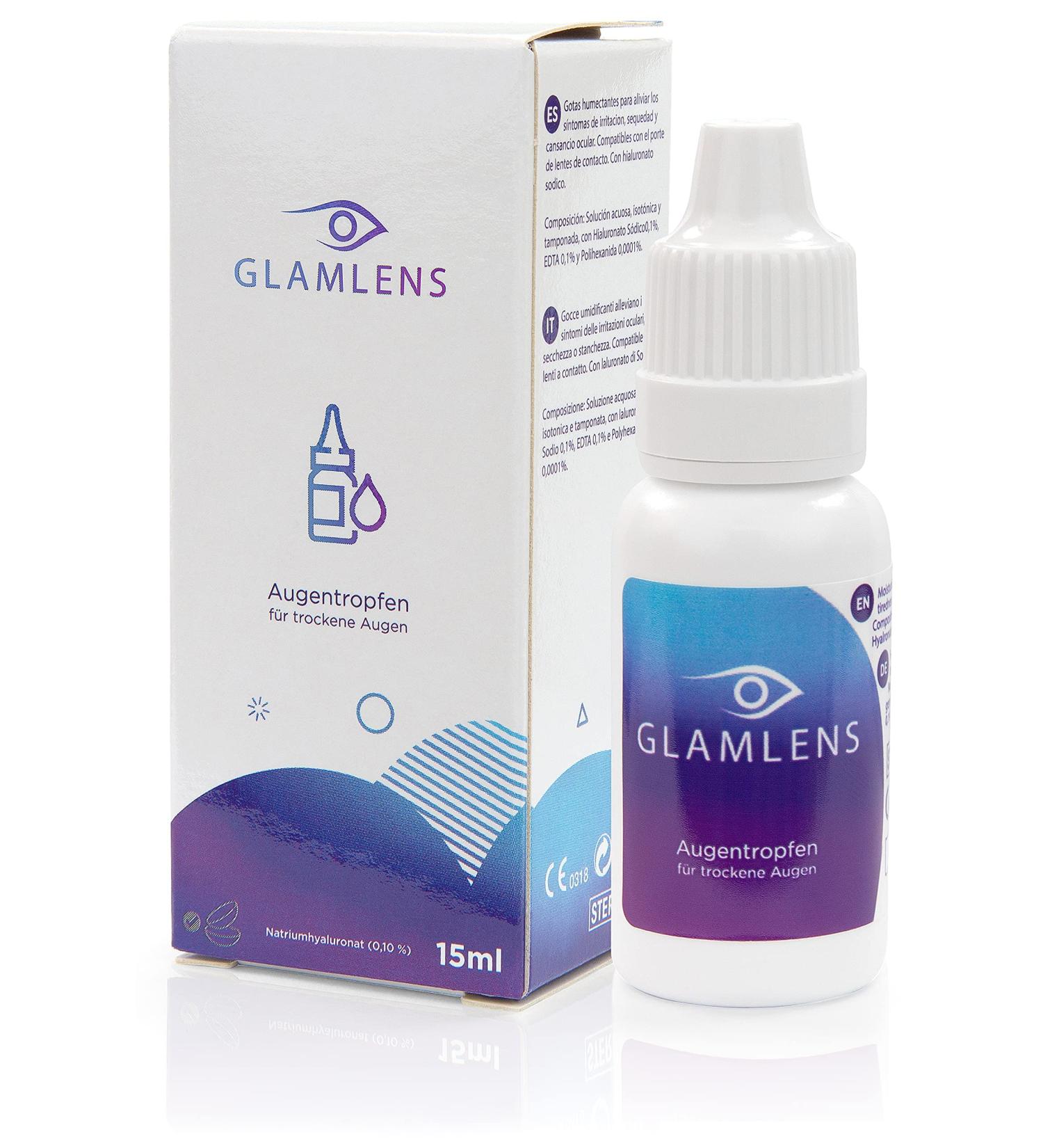 Glamlen's Eye Drops for Dry Eyes - Moisture & Comfort for Contact Lens Wearers - 15 ml (1 Pack) - Buy Online on GoSupps.com