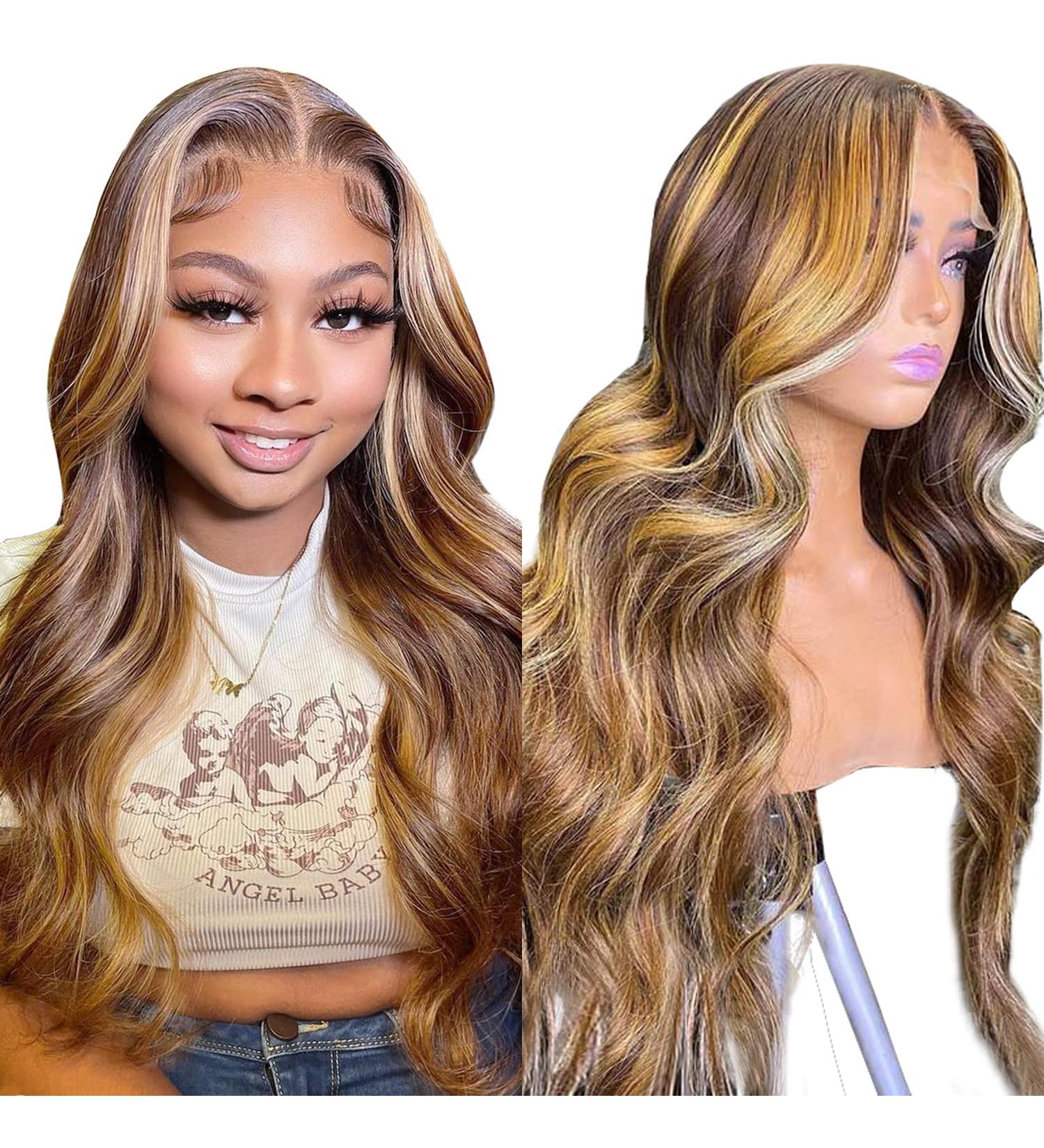 Silaiya Body Wave Highlight Ombre Lace Front Wig Human Hair 22 Inch - Buy Online on GoSupps.com
