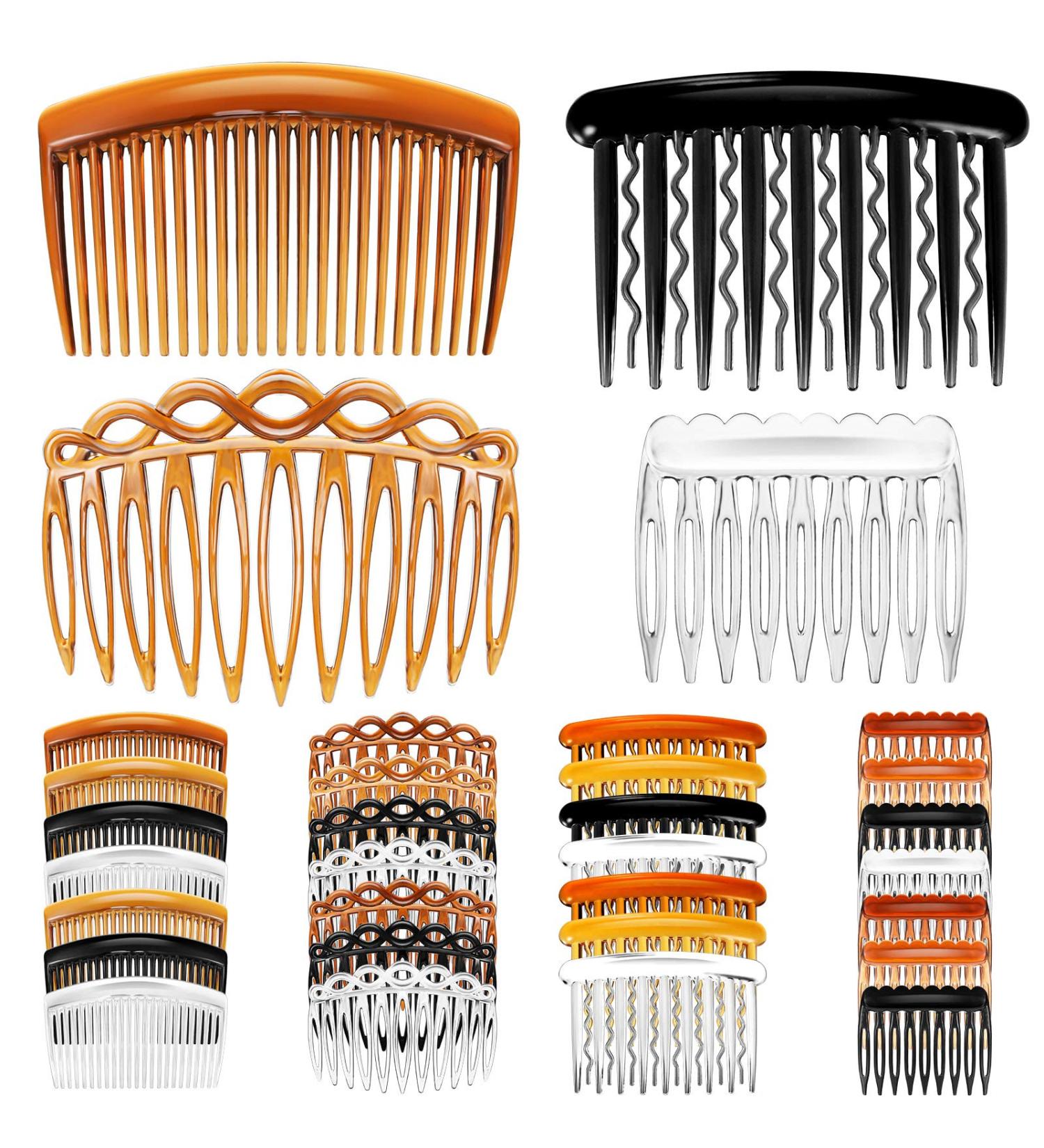 32-Piece French Hair Side Combs Set - Bridal Wedding Veil Comb for Girls and Women - Plastic Twist Comb with Hair Clip Accessories (9/11/17/23 Teeth) - Buy Online on GoSupps.com