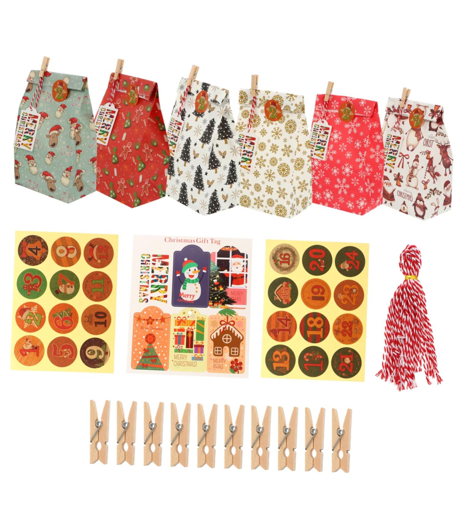 Hohopeti Candy Bag 1 Set Christmas Paper Bag Set Calendar Christmas Treat Calentador Hanging Bag Packing Bag Candy - Buy Online on GoSupps.com