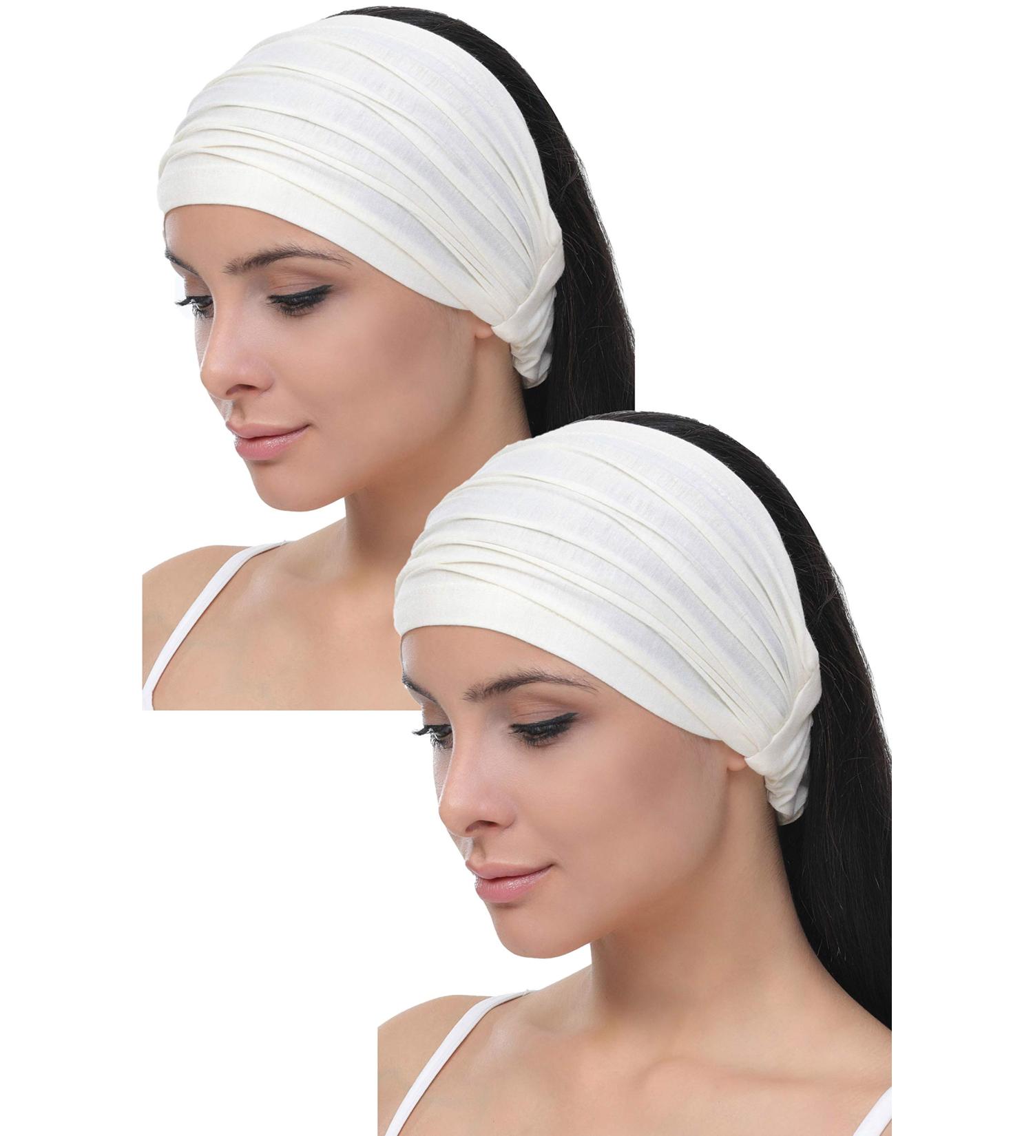 Deresina Bamboo Fabric Headband for Hair Loss - Elastic Cream (2 Pieces) | Comfortable & Stylish Solution - Buy Online on GoSupps.com