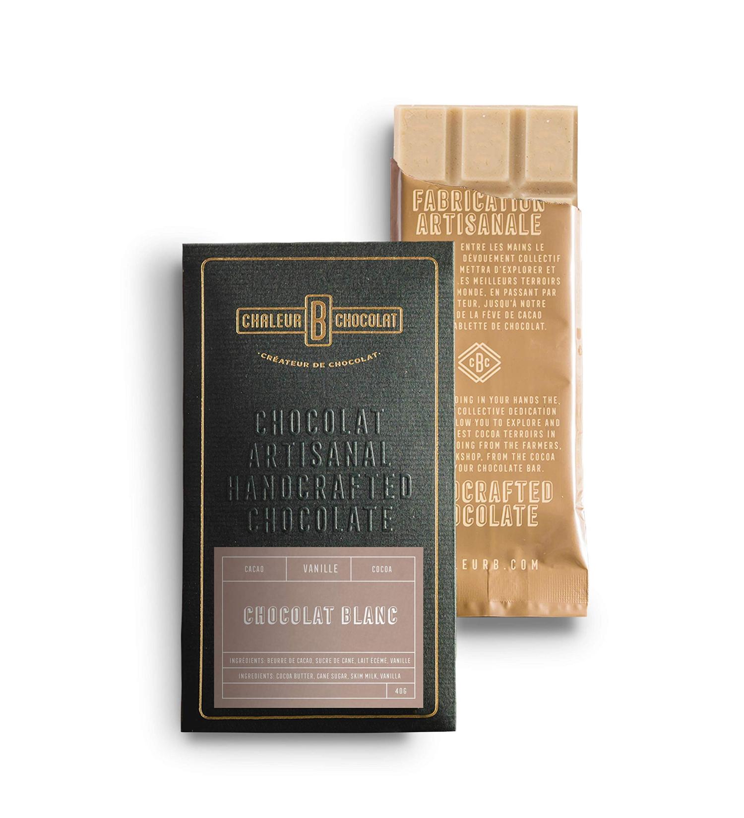 Handcrafted Chocolate Bar - White Chocolate - 40g - Chaleur B Chocolat - Buy Online on GoSupps.com