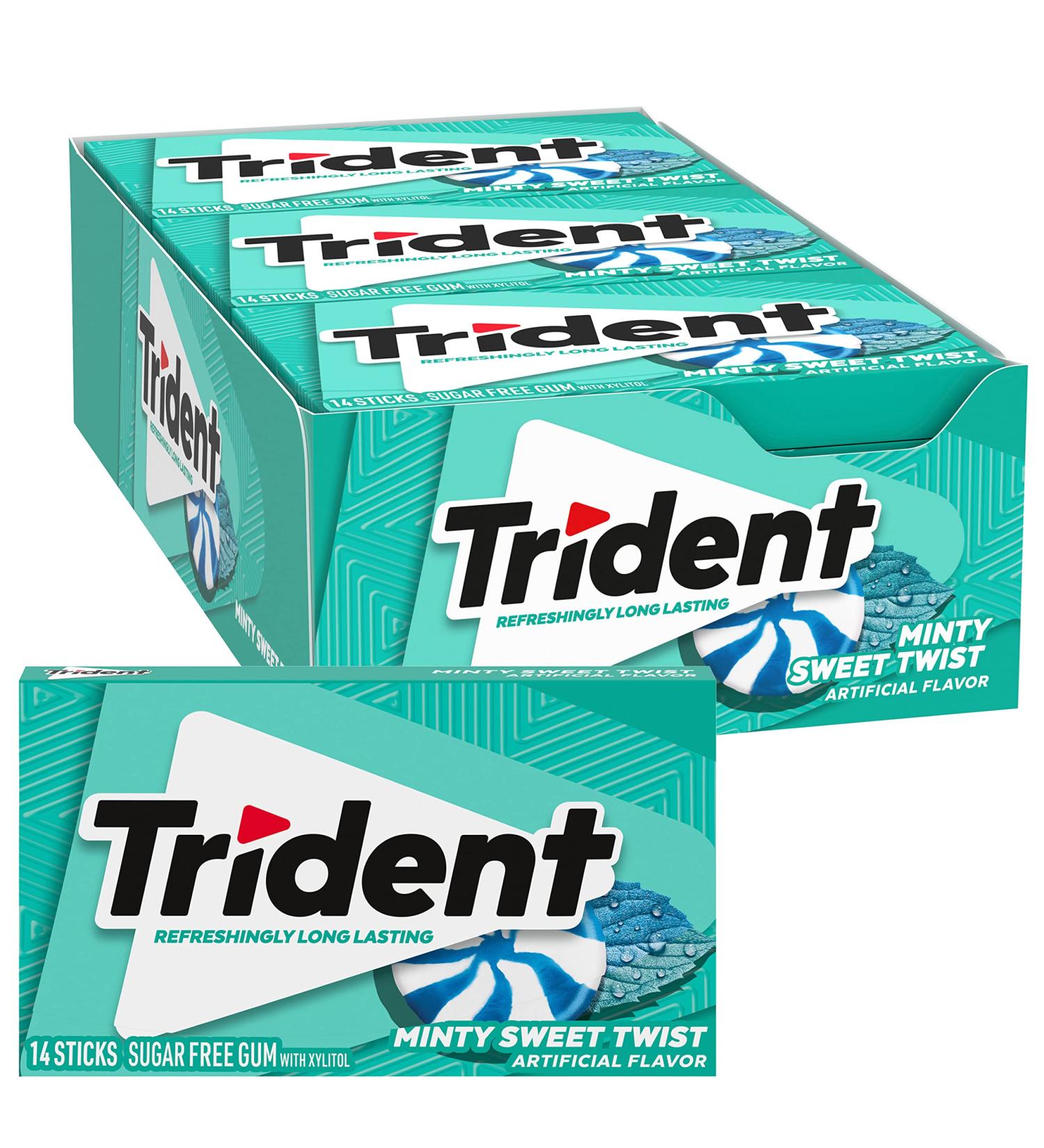 Trident Minty Sweet Twist Sugar Free Chewing Gum with Xylitol 14 Sticks 39 g - Buy Online on GoSupps.com