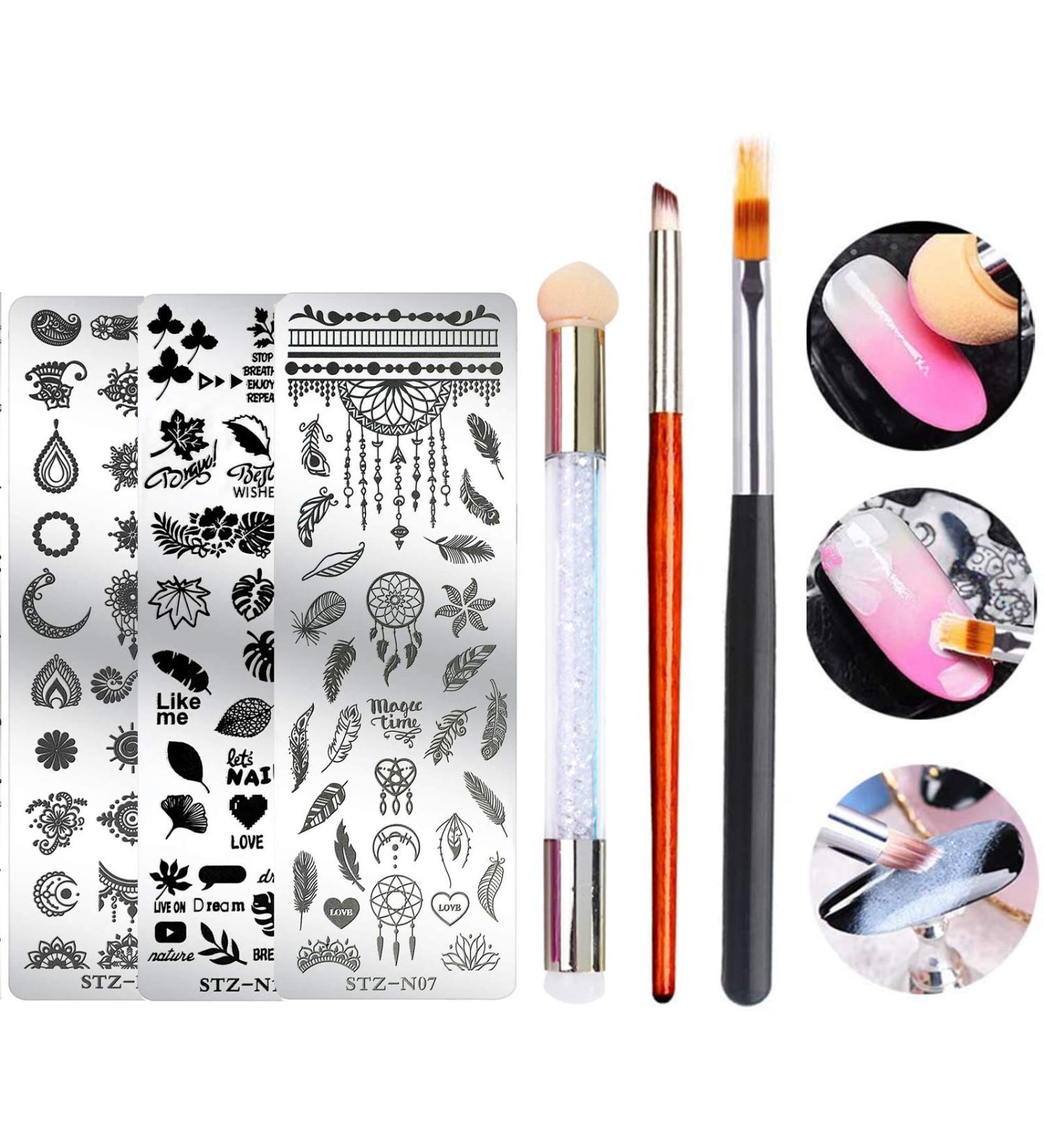 MWOOT Nail Art Brush Kit - 6-Piece Ombre & Double-Sided Accessories Set for Gel Nails & Stamping | International Shipping - Buy Online on GoSupps.com