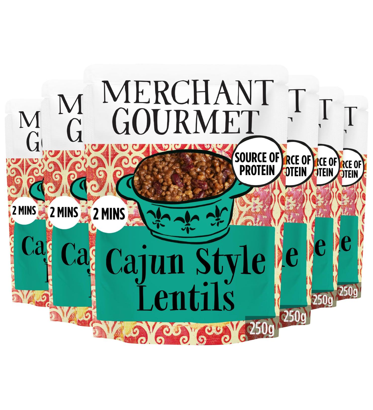 Merchant Gourmet Spicy Cajun Style Lentils and Red Kidney Beans Pack of 6 x 250 g Readytouse sachets - Buy Online on GoSupps.com