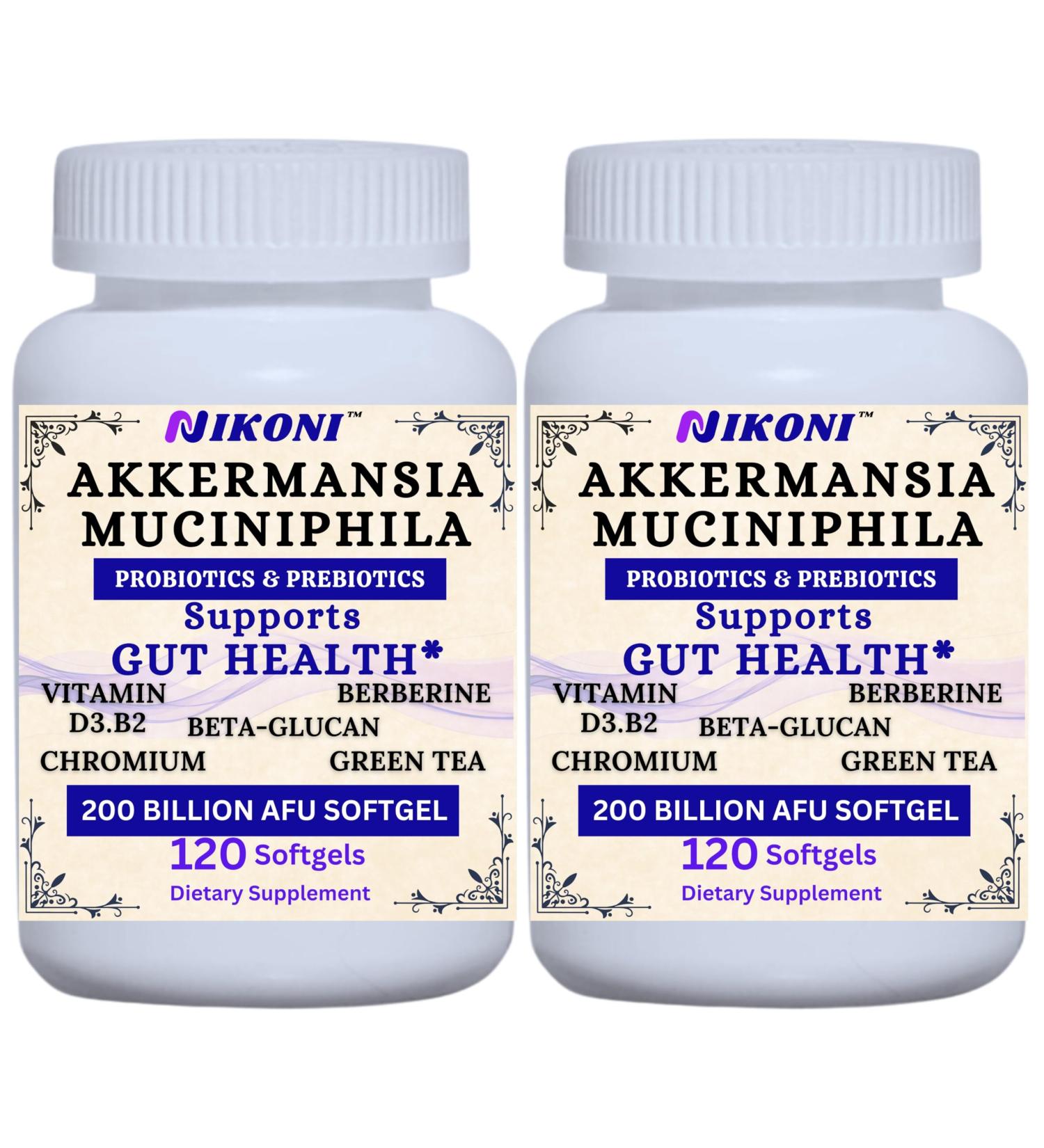Nikoni Akkermansia Muciniphila GLP-1 Probiotic Supplement for Women & Men, Gut Health (240 Softgels) 1 Count (Pack of 240) - Buy Online on GoSupps.com