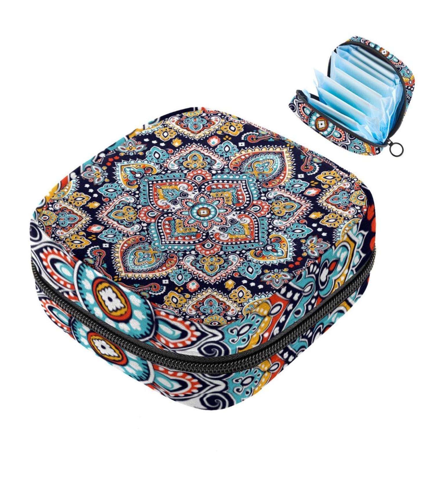 Stylish Storage Bags for Women's Bandages | Bohemian Flower Pattern | Portable Menstrual Pad & Tampon Organizer | Perfect for School & Office - Buy Online on GoSupps.com