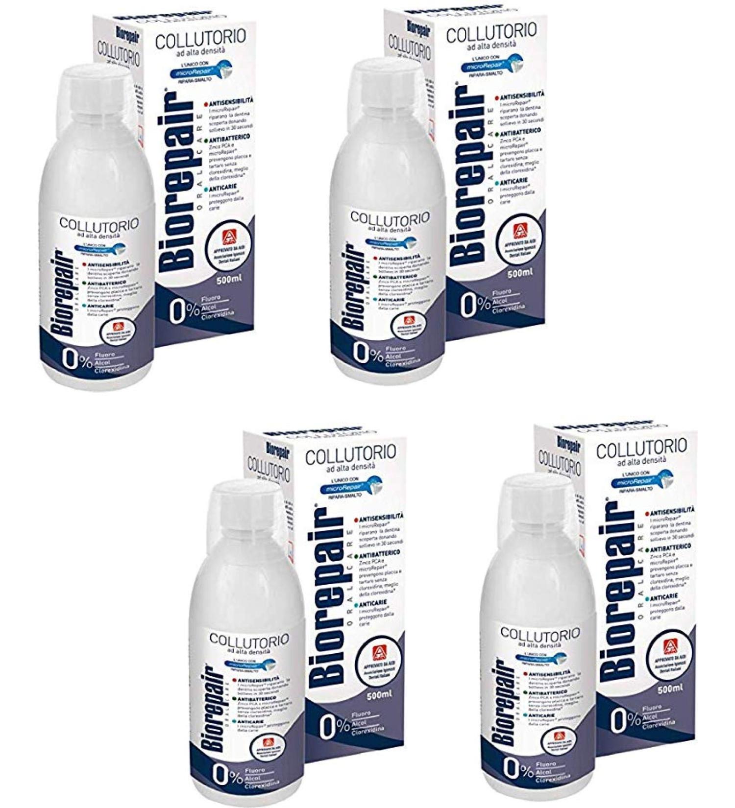 Biorepair Collutorio Mouthwash 500ml/16.9 fl.oz - Pack of 4: Oral Care Solution - Buy Online on GoSupps.com