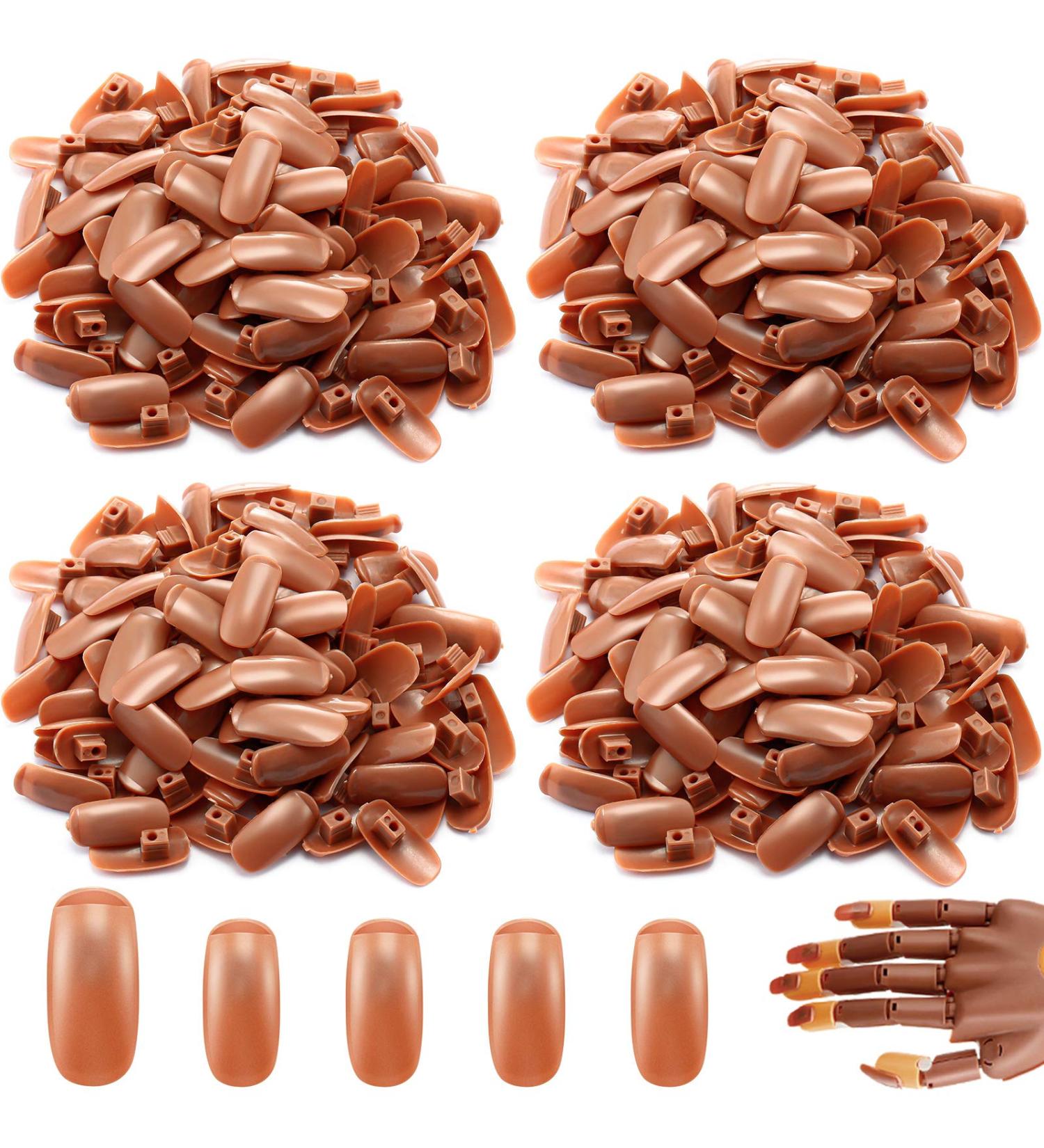 400pcs Brown Replacement False Nail Tips for Nail Training Hand Practice - DIY Manicure Supply - Buy Online on GoSupps.com