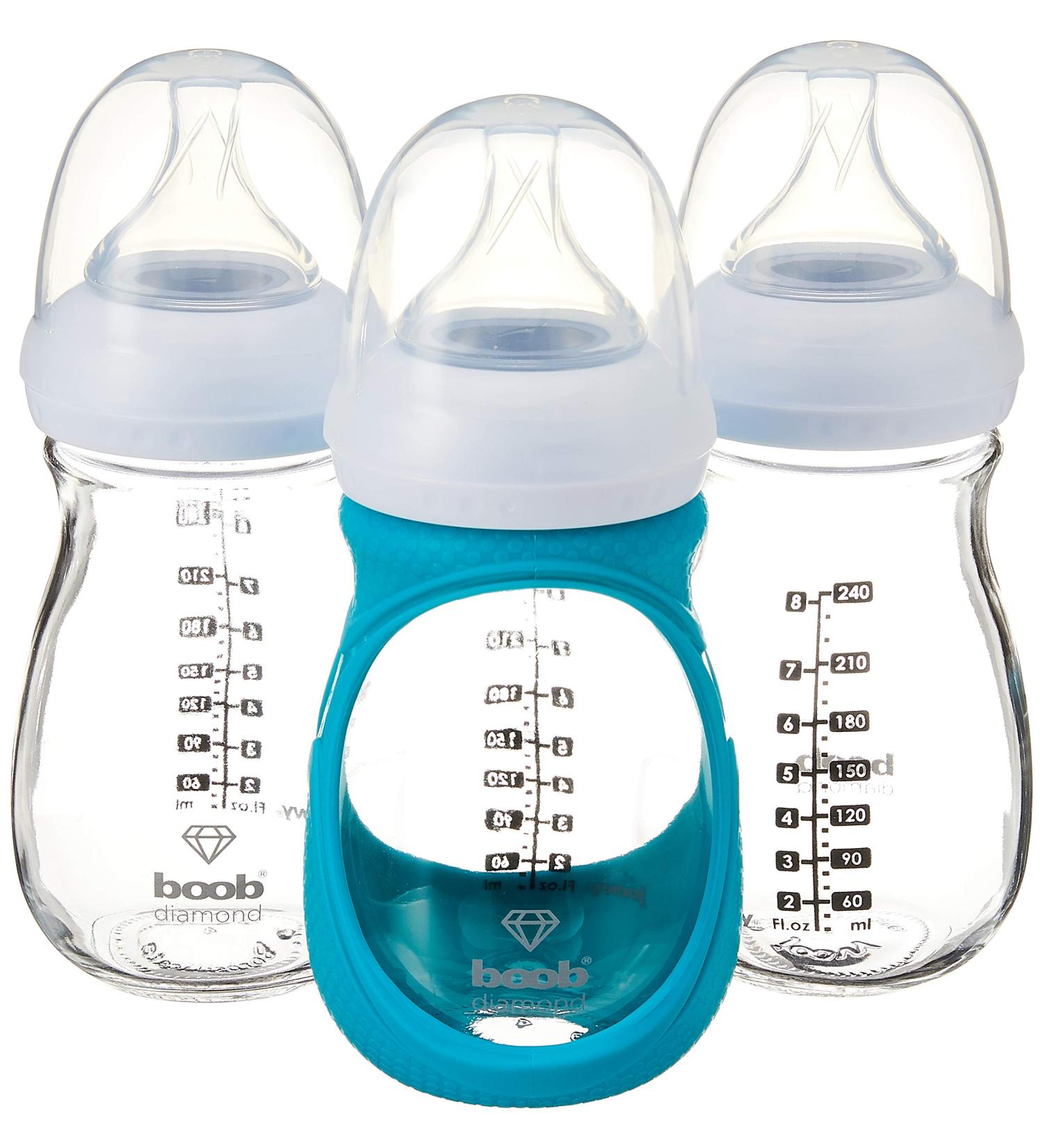 JOOVY Boob Diamond 8 oz 3 Piece with Turq Sleeve, 3 Count Pack - Turquoise - Buy Online on GoSupps.com