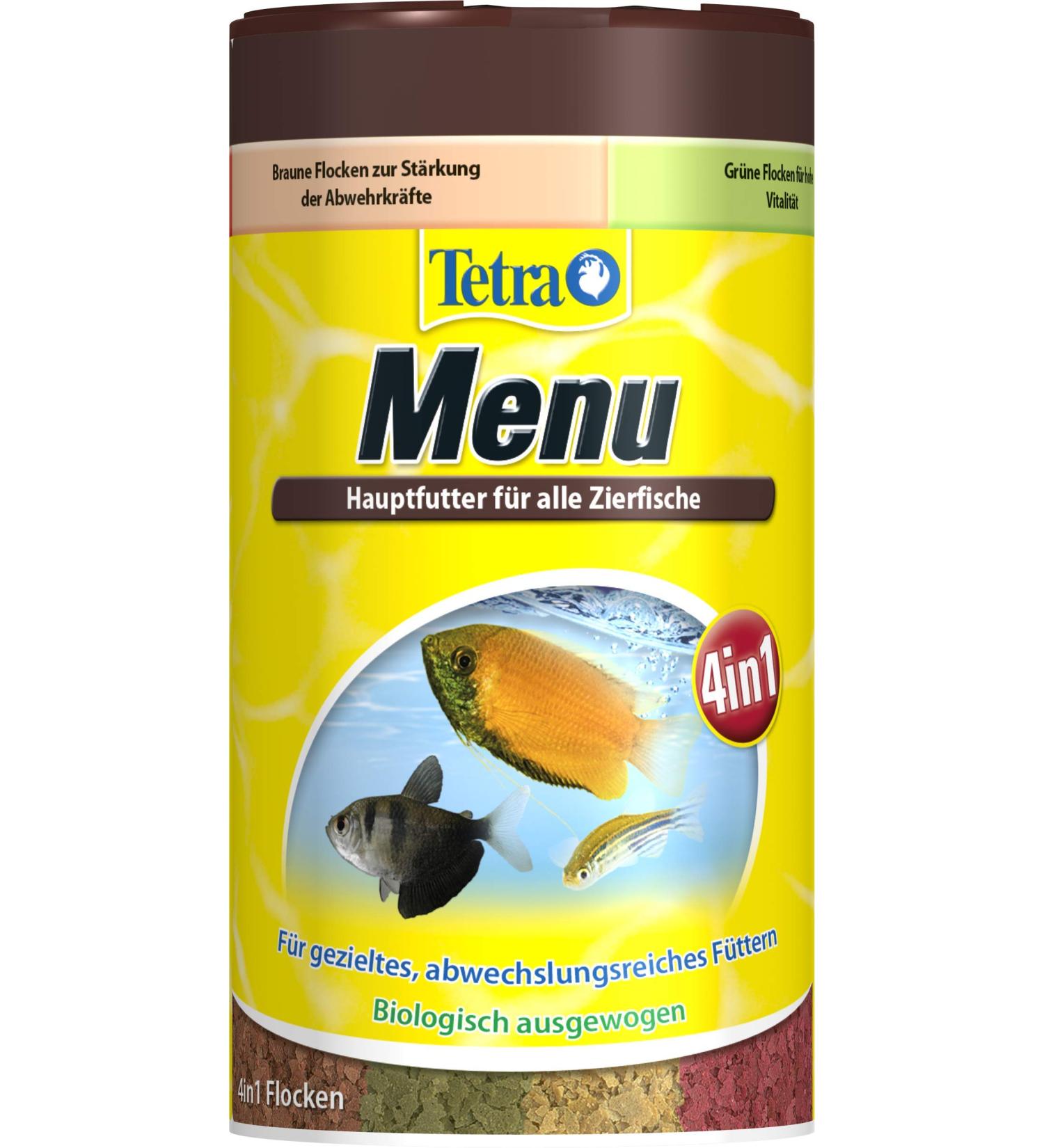 Tetra Min Menu Fish Feed - 4 Special Flakes for Decorative Fish | 250 ml Can (64 g) - Premium Main Feed Mix - Buy Online on GoSupps.com