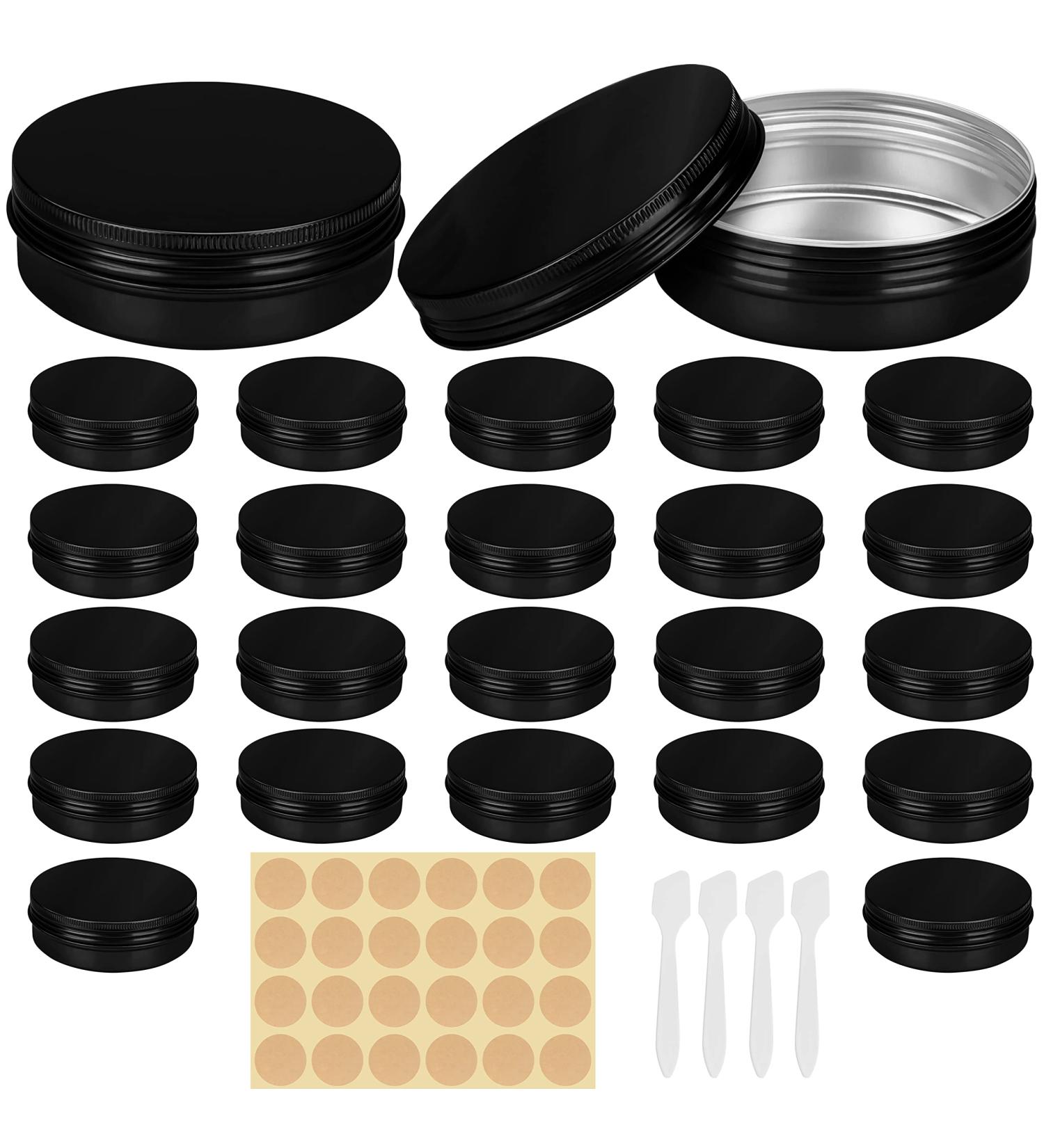 Buy Belle Vous 24 pc Black Aluminum Jars - 114ml Screw Cap Cans for Travel Cosmetics & Sweets | Ideal Lip Balm/Cream Container - Buy Online on GoSupps.com