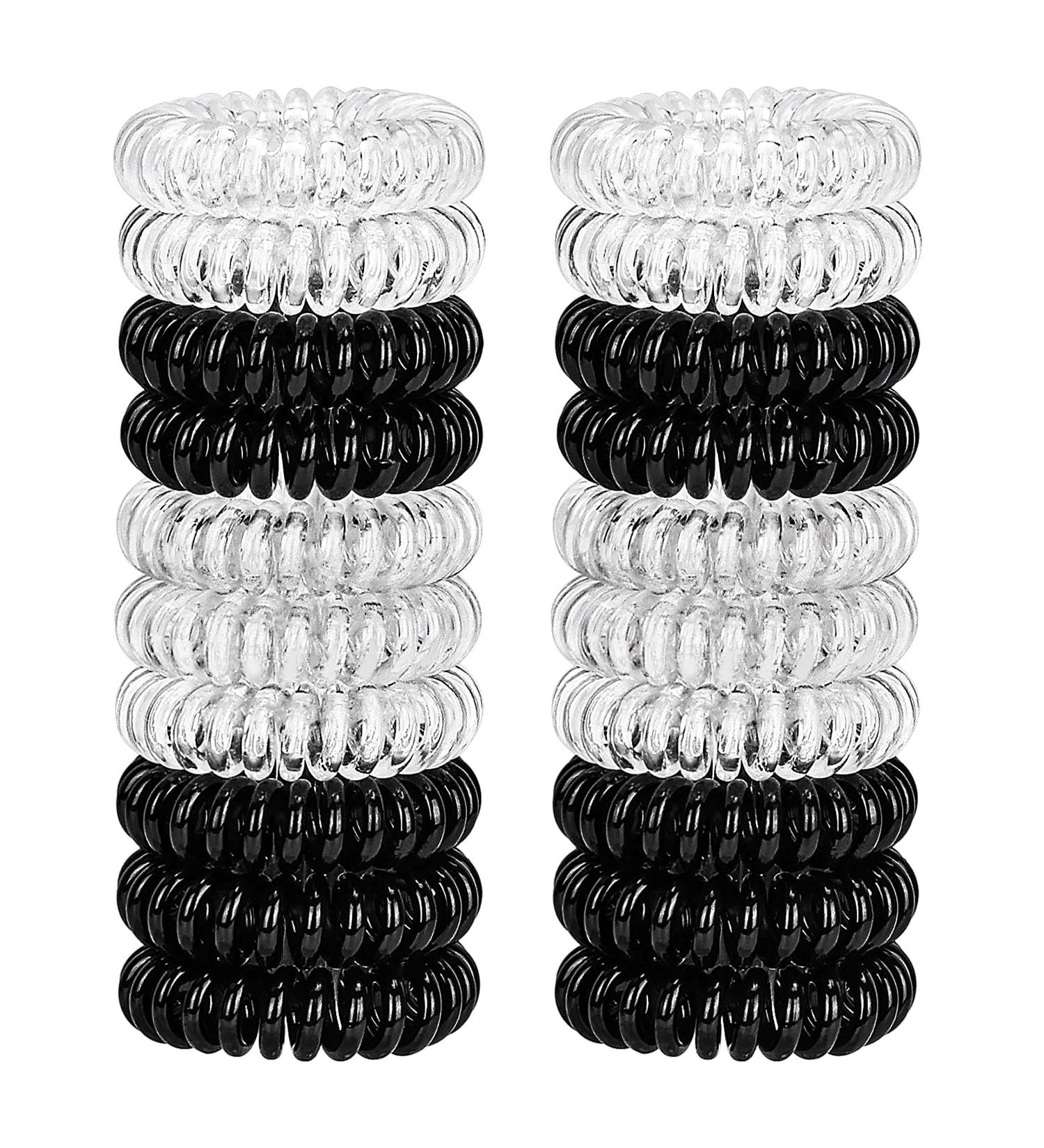 JessLab Spiral Hair Ties 20 Pcs - No Crease Phone Cord Ponytail Holders - Black Transparent - Hair Accessory for Girls & Women - Buy Online on GoSupps.com