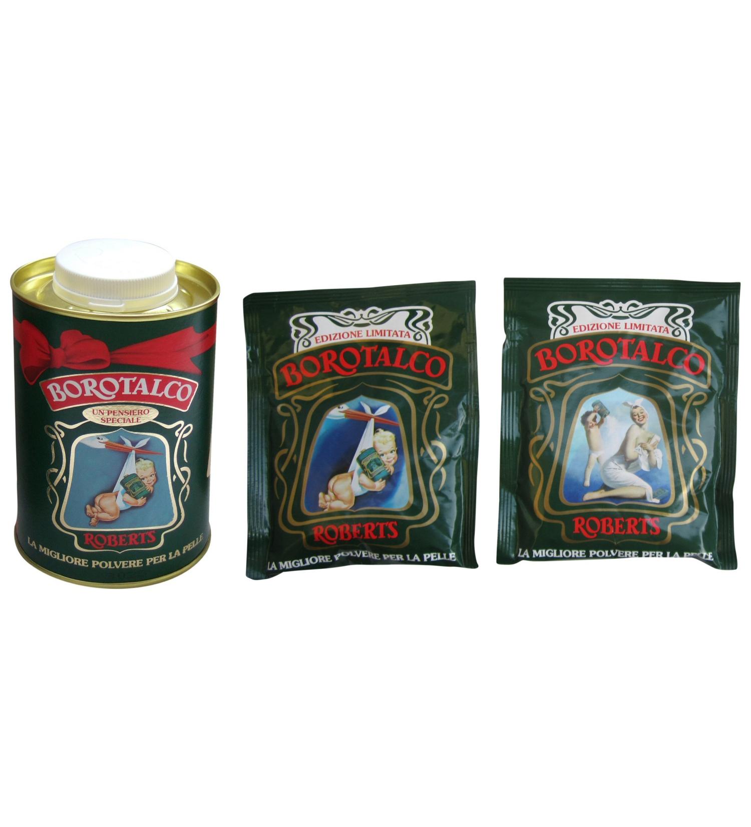 Roberts: Borotalco Talc Powder 500g (17.6oz) Special Edition + 2 Free 100g (3.5oz) Vintage Refills Italian Import