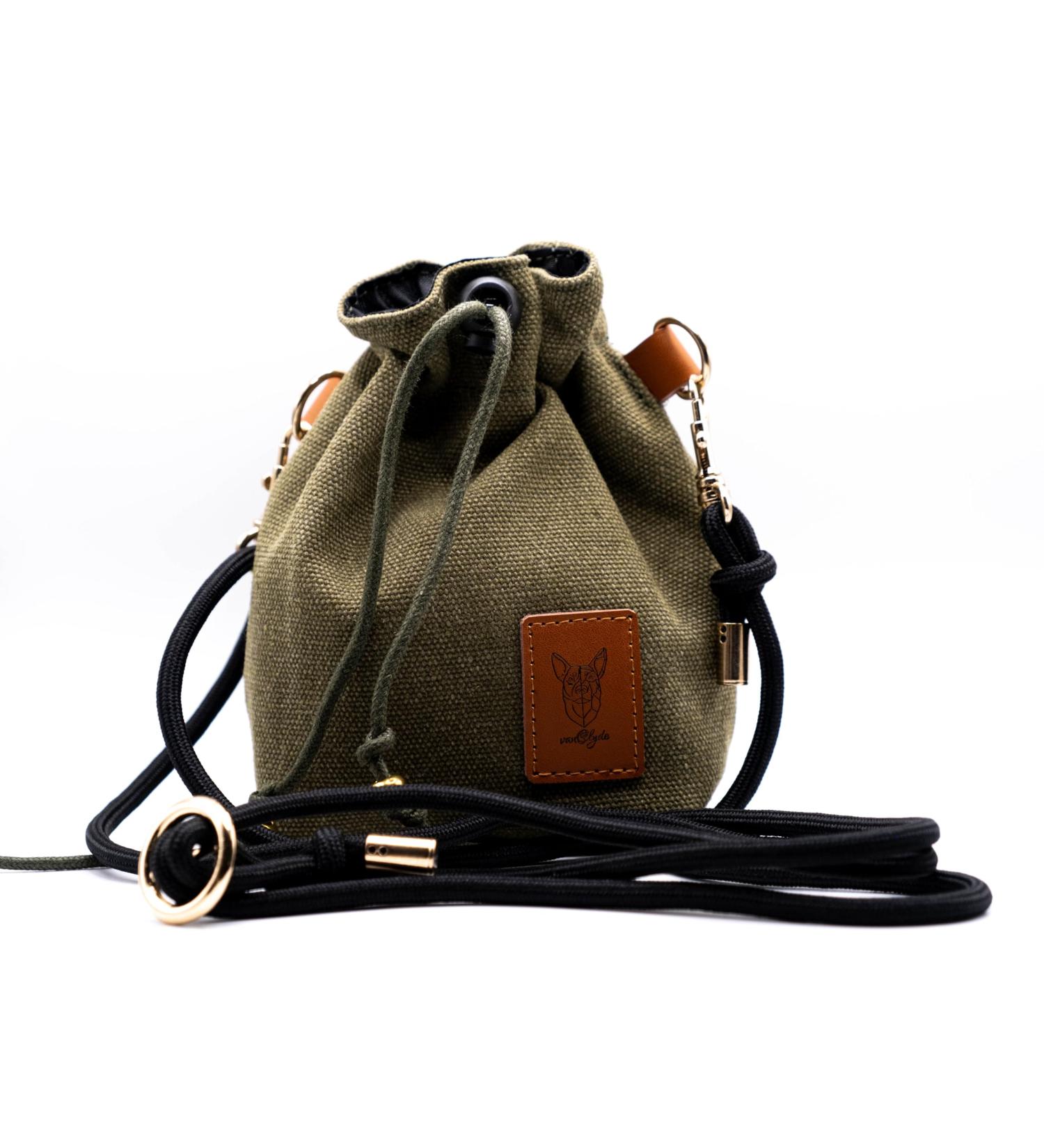 vanClyde Premium Dog Treat Bag - Canvas Food Bag with Belt Clip & Lanyard for Training & Travel Khaki - Ideal for Pet Owners - Buy Online on GoSupps.com