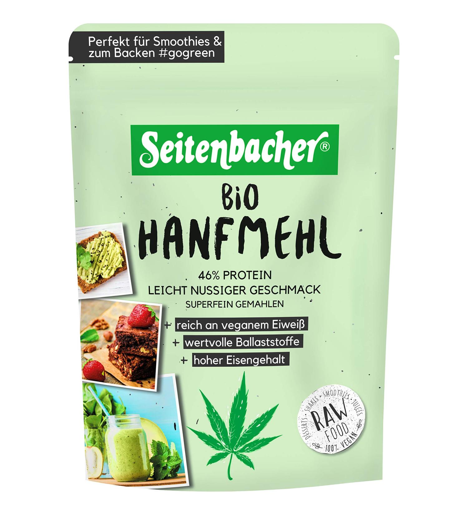  Seitenbacher Seitenbacher Organic Vegan Hemp Flour High in Protein & Fiber Gluten Free Lactose Free Omega Fatty Acids Ground 330g - Buy Online on GoSupps.com