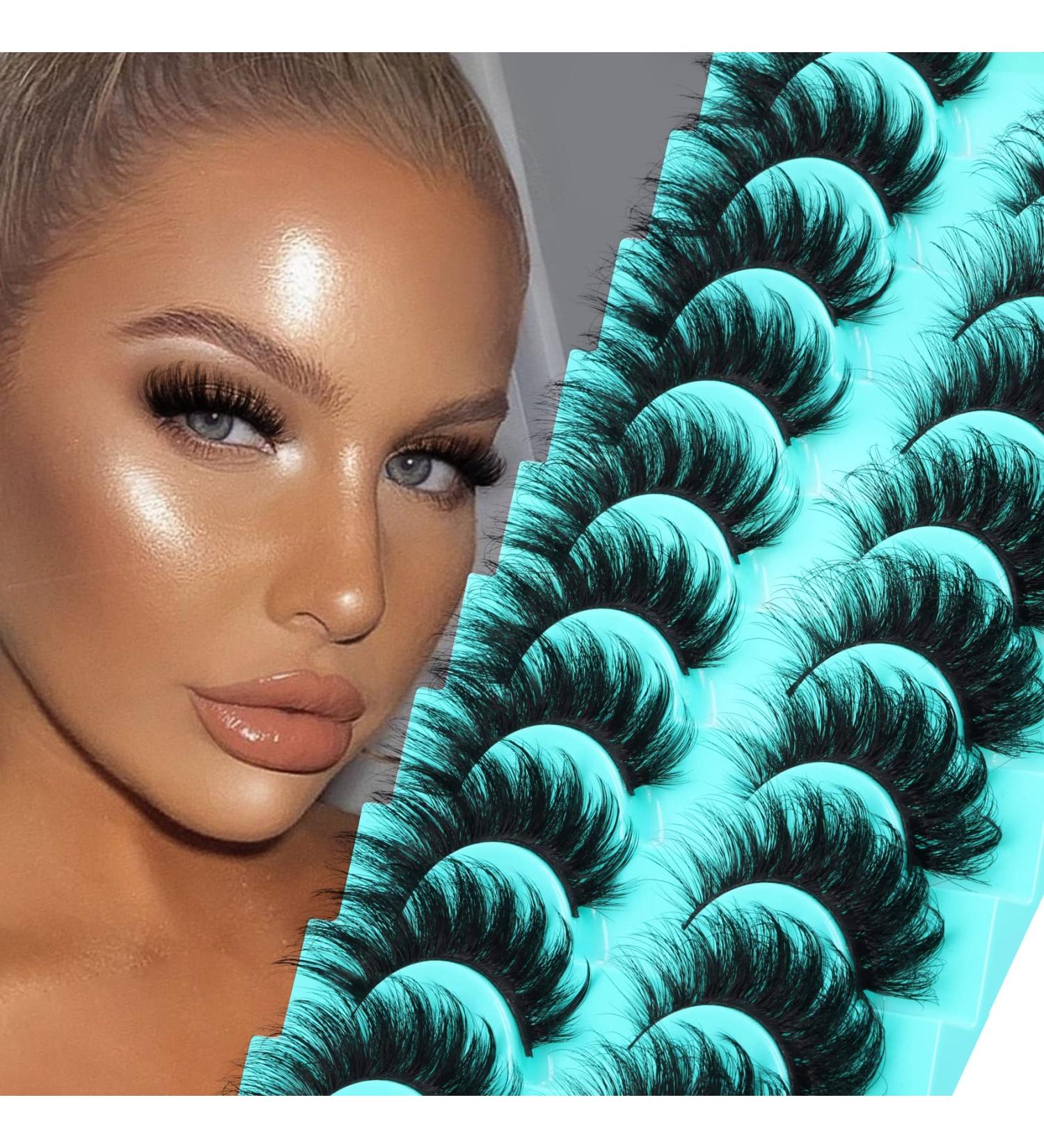 Goddenus E-Cat Eye 8D Full Dramatic False Eyelashes 10 Pairs 18MM Wispy D Curl - Fluffy Mink Strip Pack for Extension-like Look - Buy Online on GoSupps.com