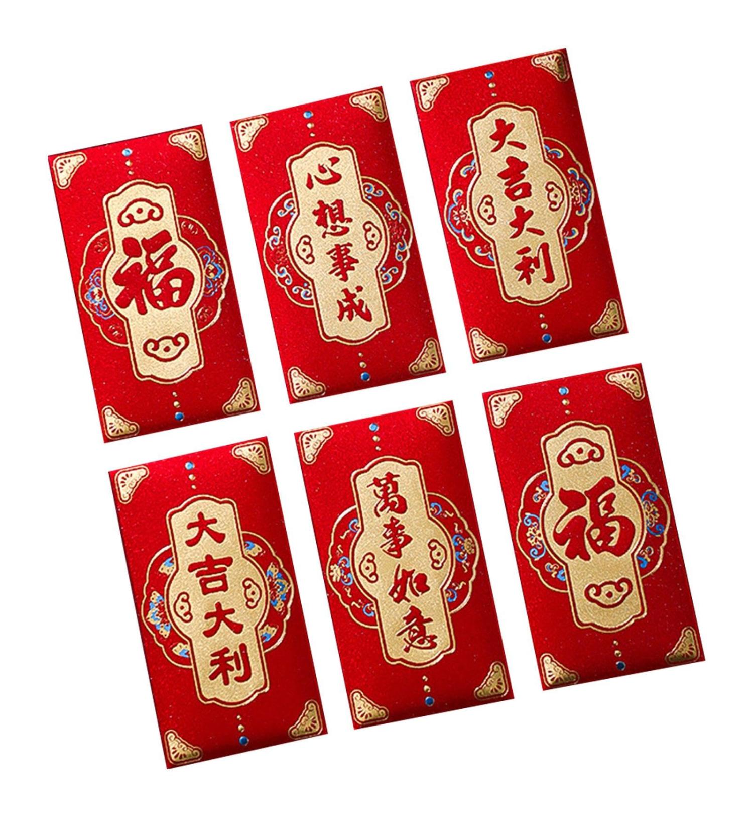 6 Pieces New Year Red Envelopes Hong Bao Traditional 2024 Dragon Year Hongbao Red Packet for Birthday Spring Festival Wedding Style G - Buy Online on GoSupps.com