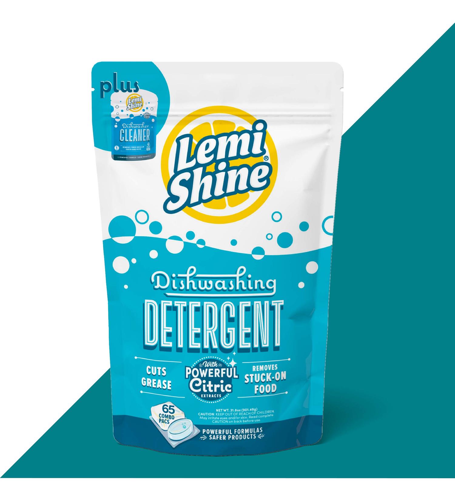 Lemi Shine Natural Dishwasher Pods - 65 Count | All-In-One Powder & Gel Detergent with Citric Acid | Includes Bonus Dishwasher Cleaner | Eco-Friendly Cleaning Supplies - Buy Online on GoSupps.com