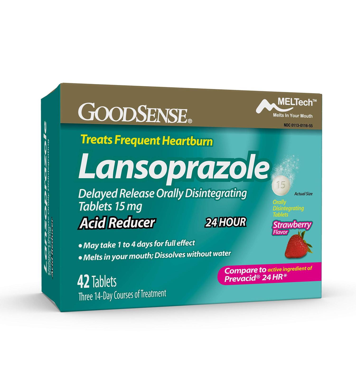GoodSense Lansoprazole 15mg Orally Disintegrating Tablets - 42ct Acid Reducer with Strawberry Flavor - Buy Online on GoSupps.com
