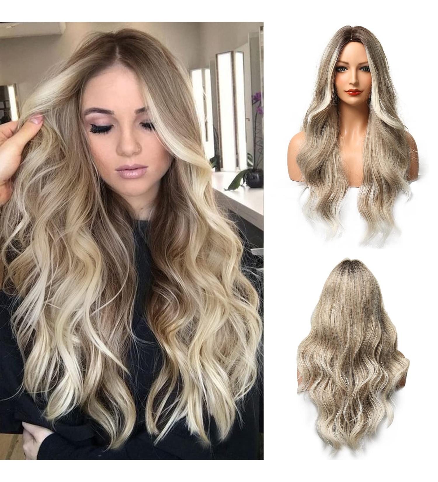 Esmee 24 Long Wavy Brown Ombre Ash Blonde Heat-Resistant Synthetic Wig for Women - Perfect for Daily Wear & Parties - Buy Online on GoSupps.com