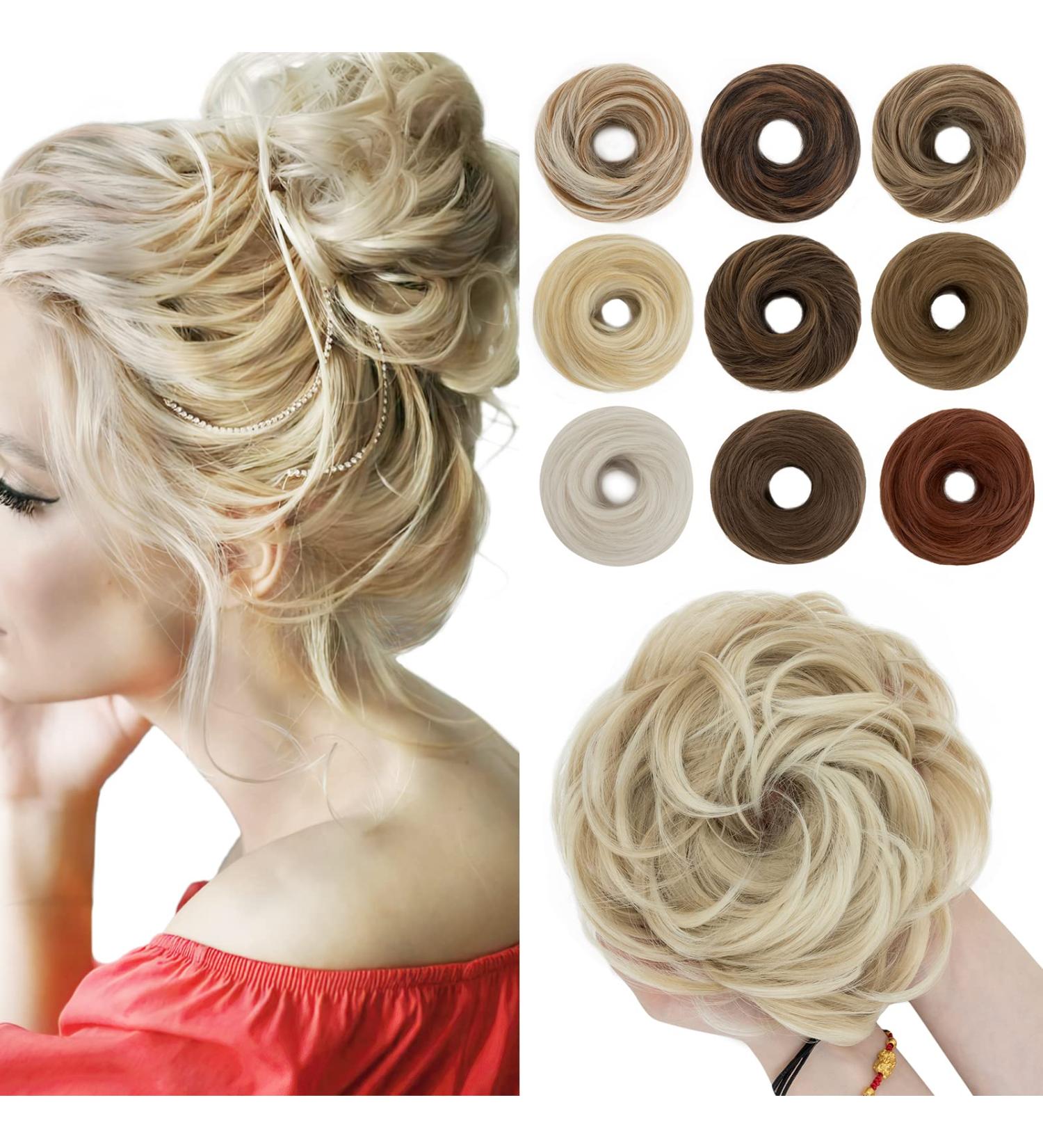 Sego 55g Hair Part with Rubber Band - Medium Blonde & Blonde Hair Ties for Messy Buns - Perfect Hair Extensions & Updos for Girls - Buy Online on GoSupps.com