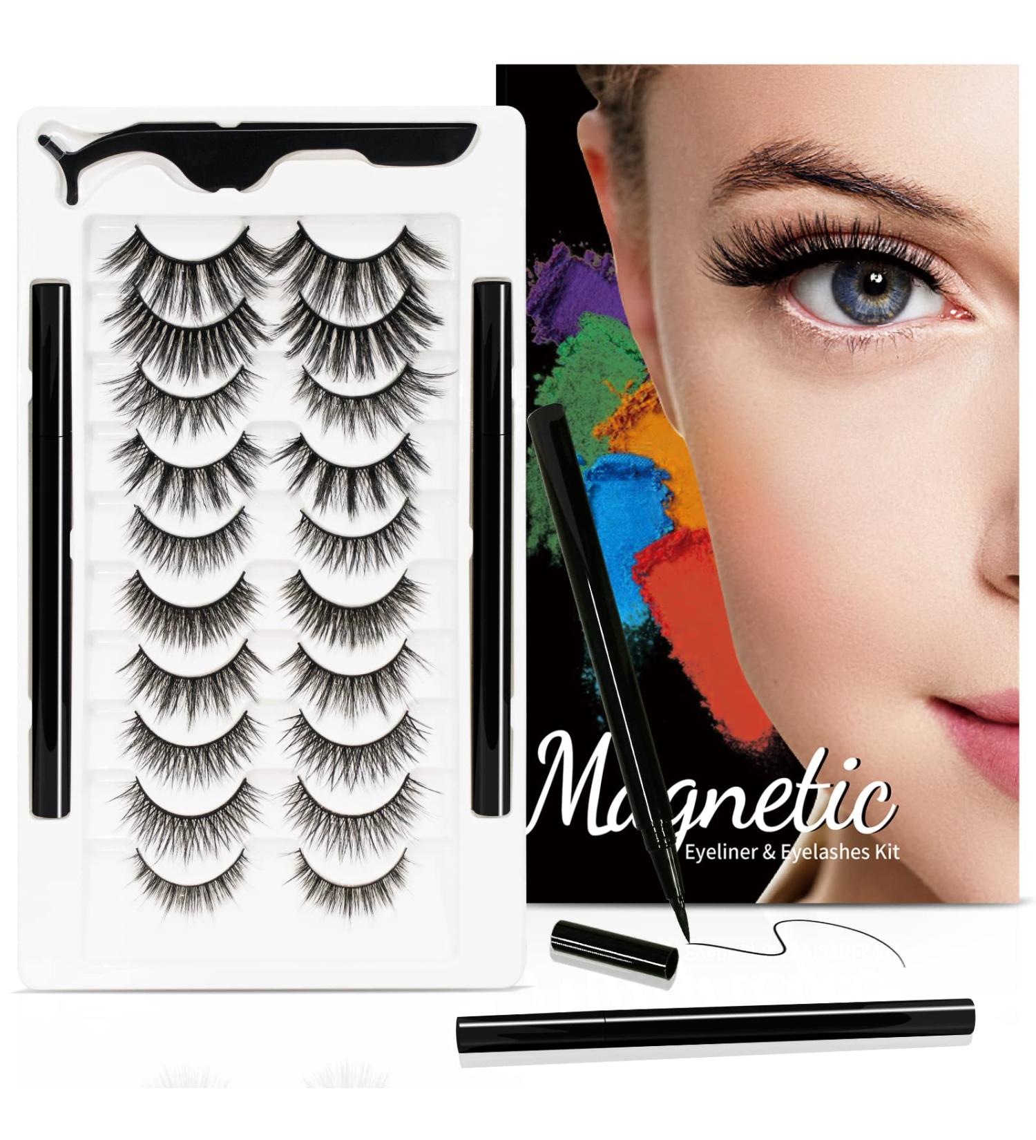 Magnetic Eyeliner with Natural Look Reusable False Eyelashes Kit - Includes 2 Magnetic Liners & Tweezers - Buy Online on GoSupps.com