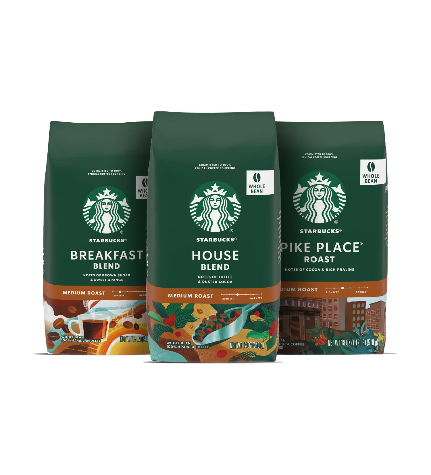 Starbucks Medium Roast Whole Bean Coffee Variety Pack - 3 Bags (12 oz each) - Buy Online on GoSupps.com
