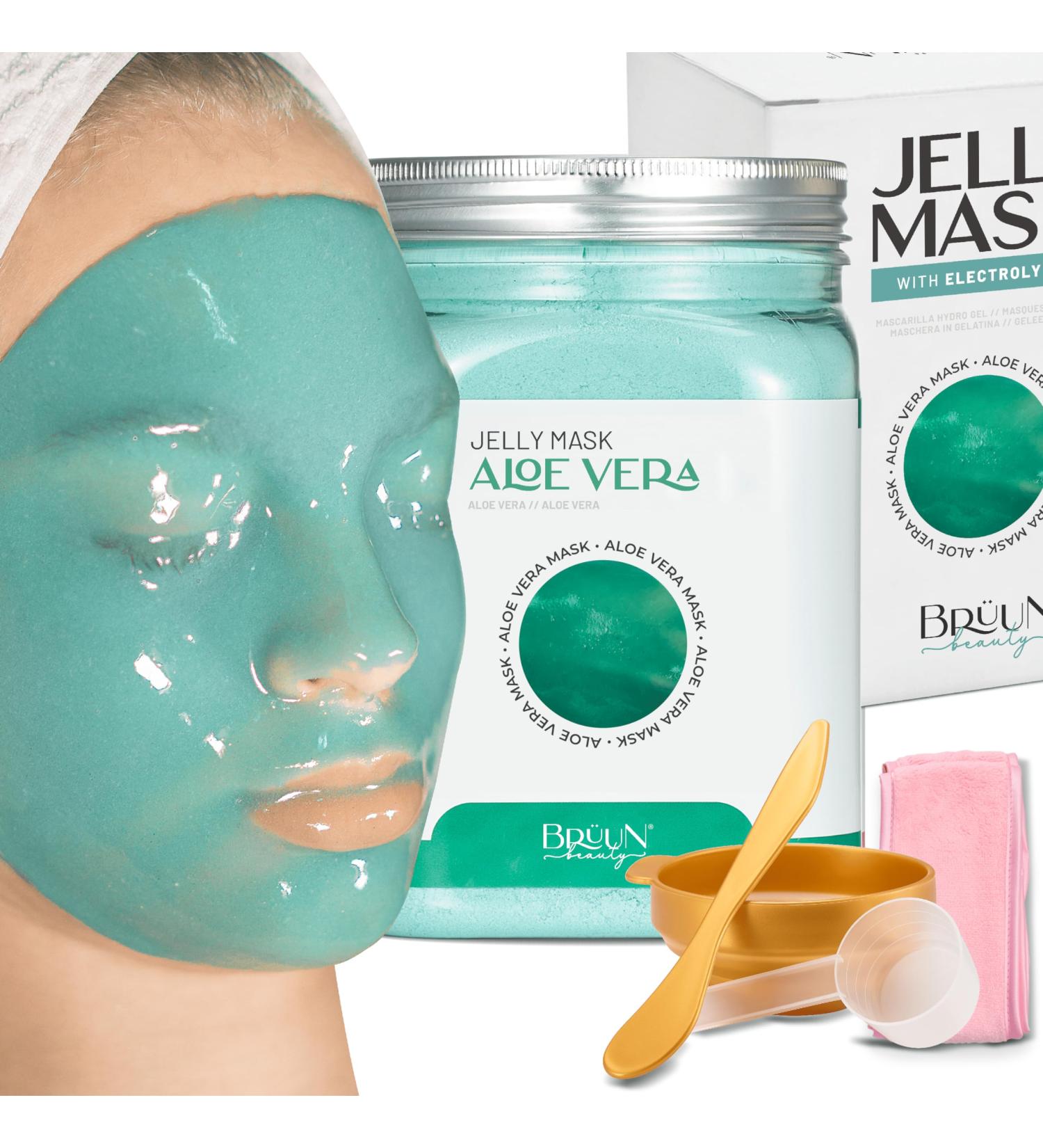 BR UN Jelly Mask Jar Aloe Vera Peel-Off Face Care Rubber Mask | 23 fl oz Skin Care Moisturizing Gel Mask Jar Spa Set - Buy Online on GoSupps.com