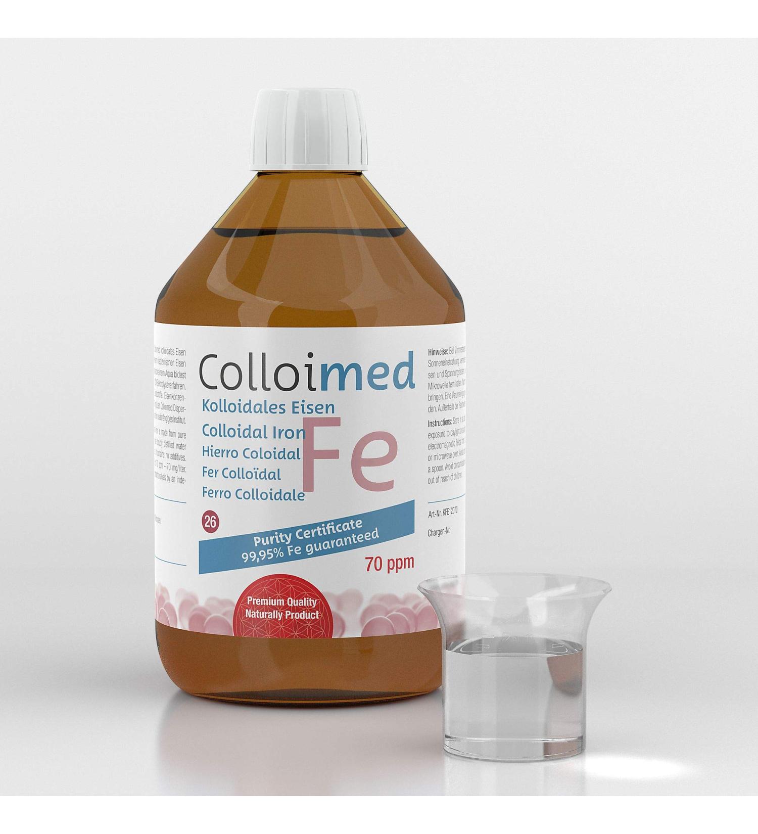 Buy Colloimed Colloidal Iron 70ppm - High Purity 99.95% | 500ml Brown Glass Bottle - International Shipping Available - Buy Online on GoSupps.com