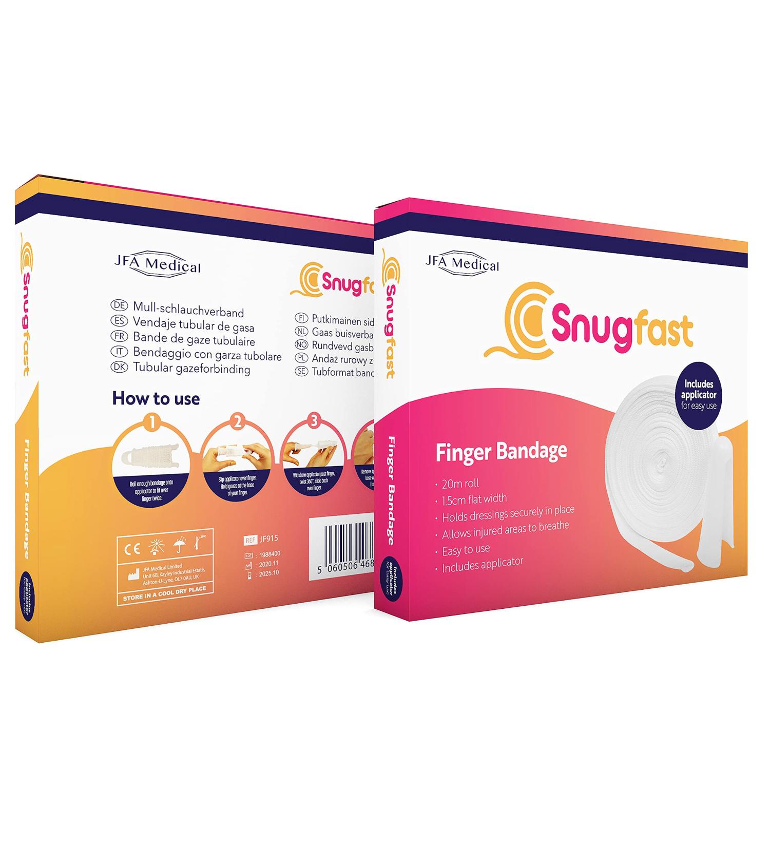 Snugfast Finger Tubular Gauze Bandage Dressing 1.5cm x 20m Roll | Convenient Applicator Included - Buy Online on GoSupps.com