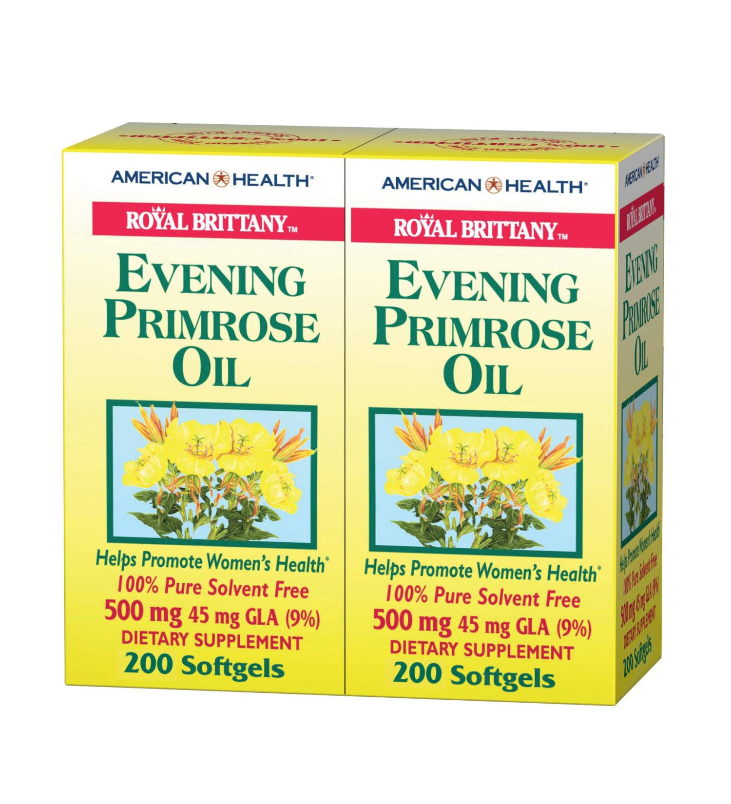 American Health Royal Brittany Evening Primrose Oil 500mg - 2 Bottles, 200 Softgels Each - Buy Online on GoSupps.com
