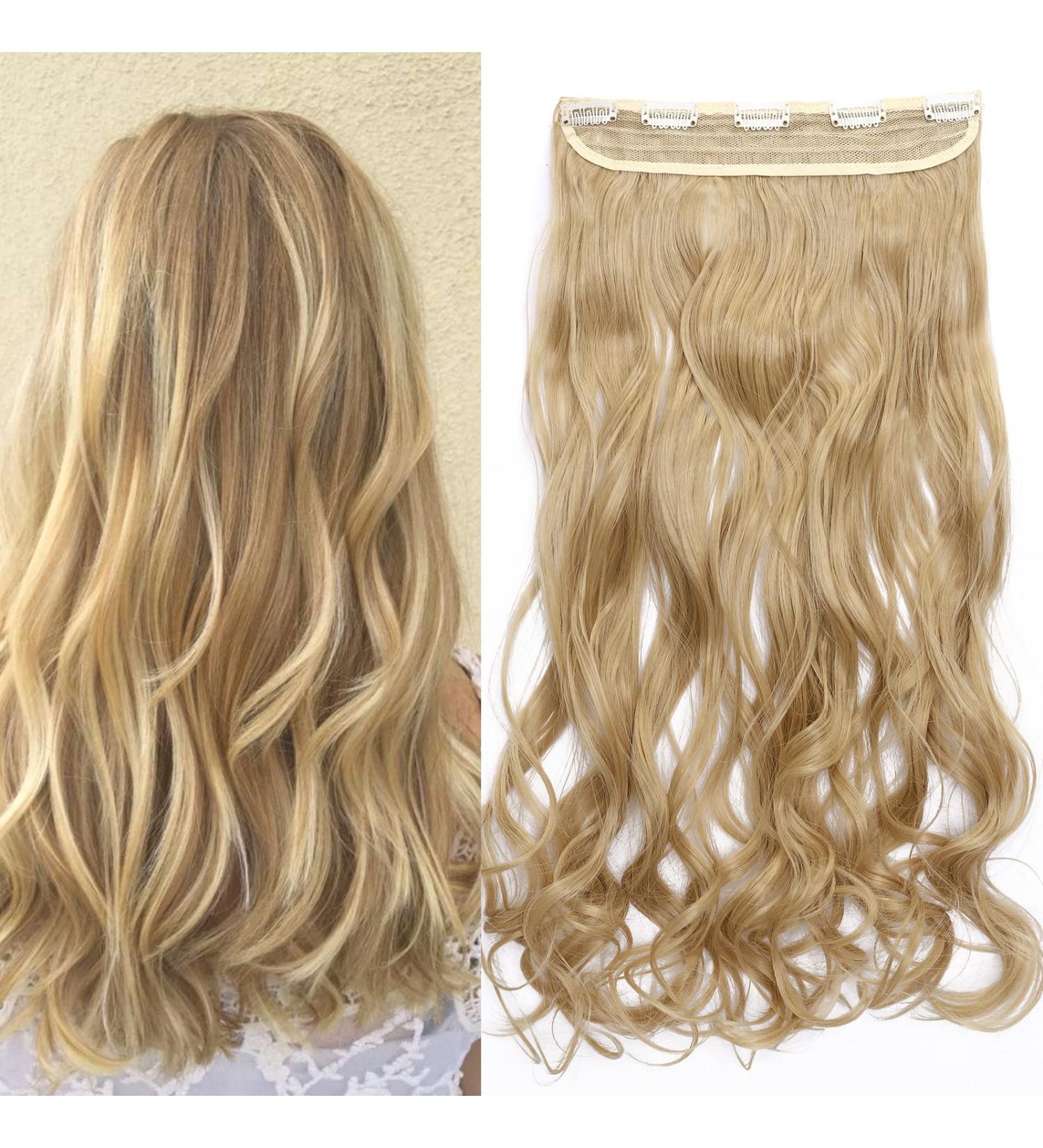 S-noilite Clip in Hair Extensions 24 Inch - Curly Wavy 5 Clip Hairpiece - Honey Blonde/Ash Blonde Mix - Buy Online on GoSupps.com